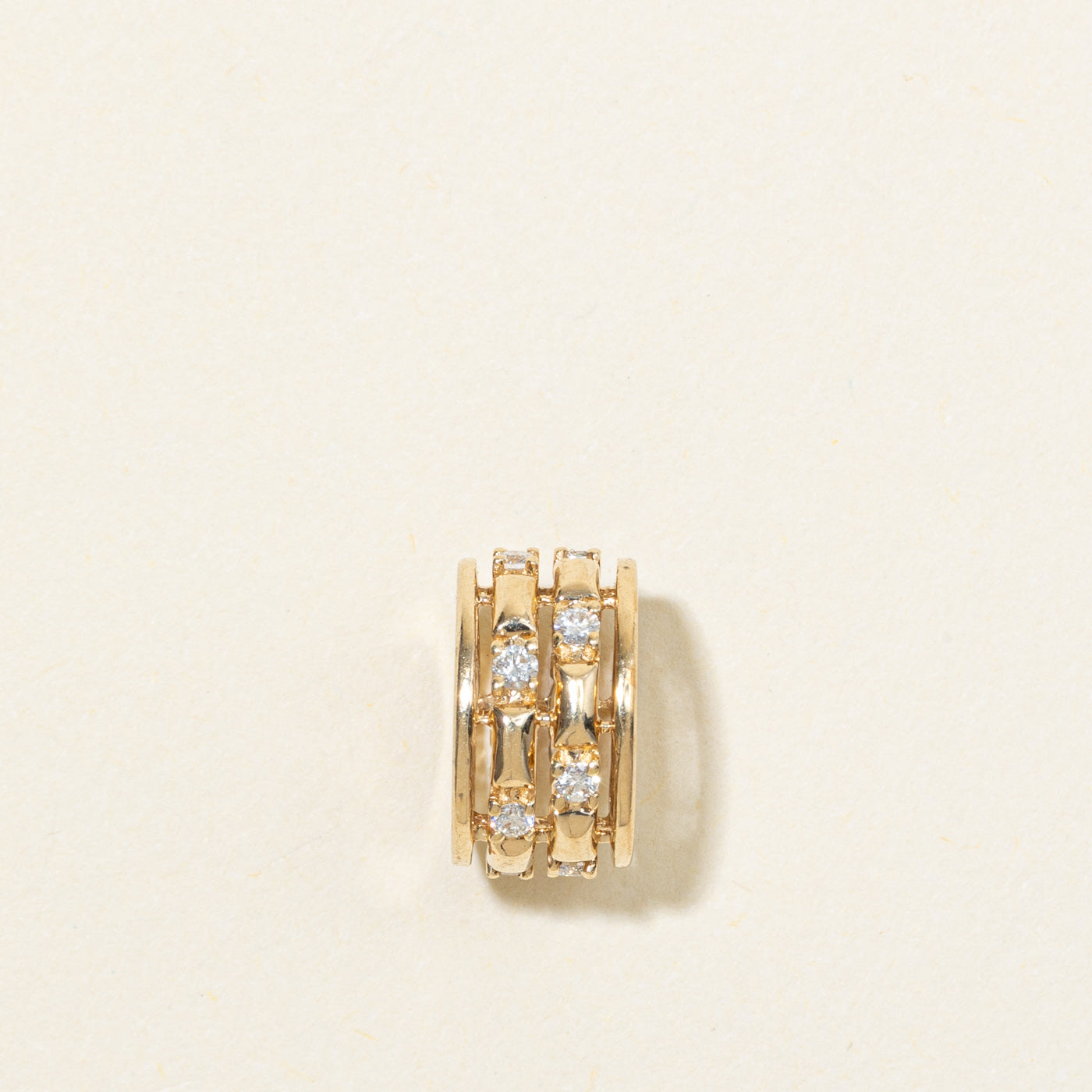 14K Diamond Textured Circle Charm