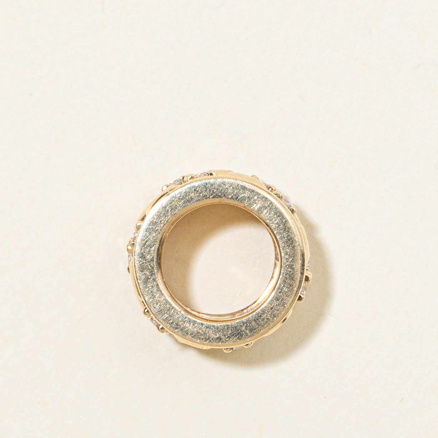 14K Diamond Textured Circle Charm