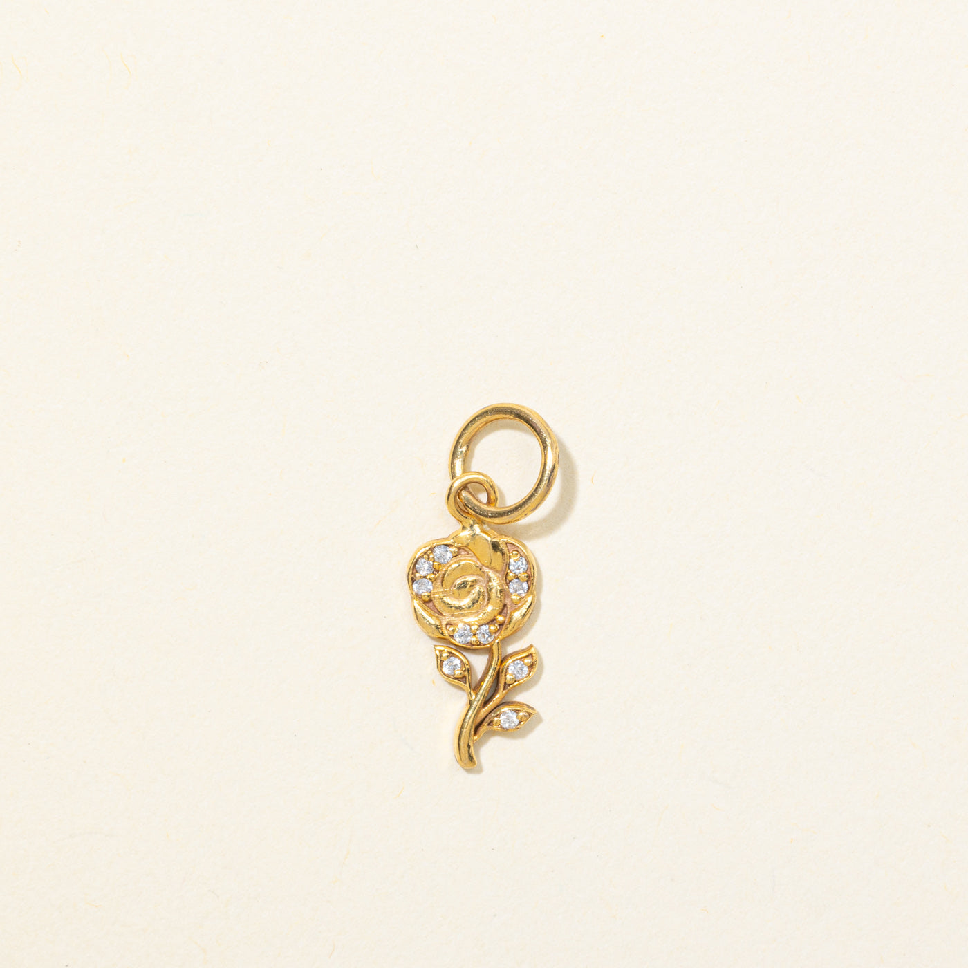 18K Diamond Rose Charm