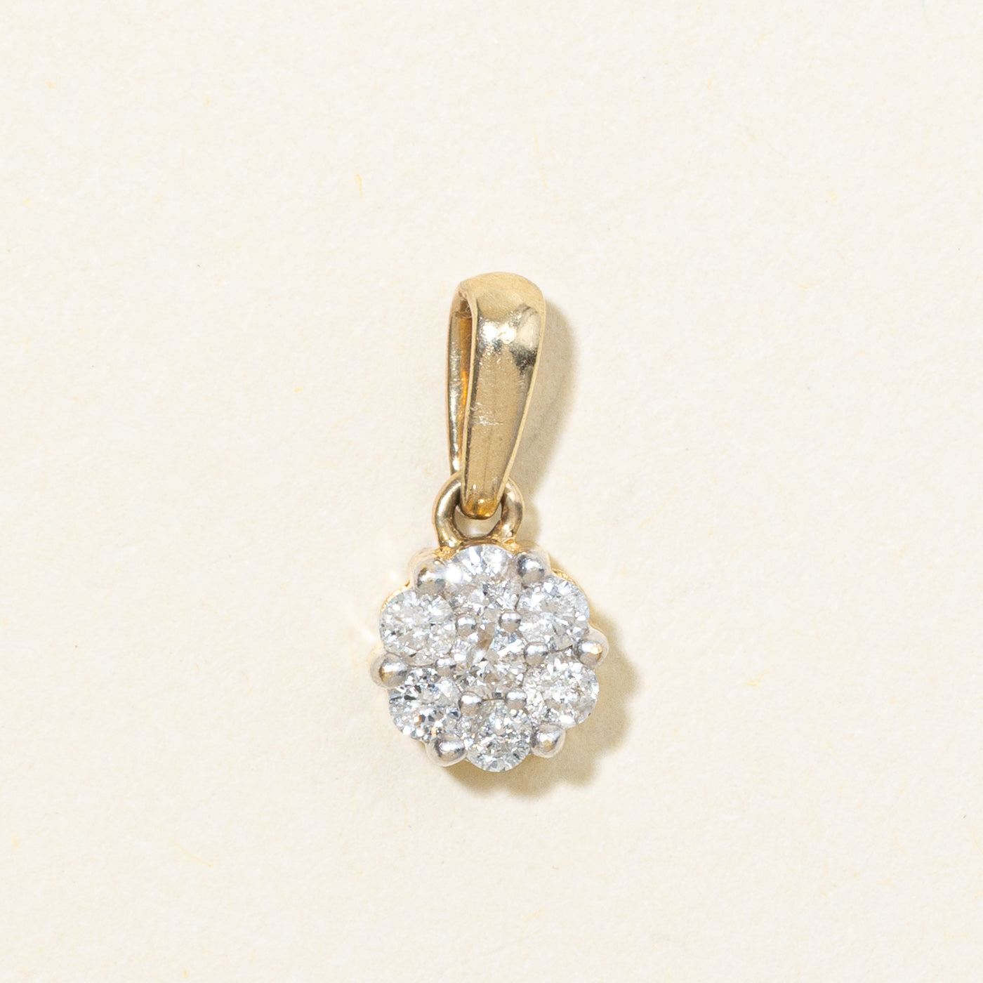 14K Diamond Round Cluster Pendant