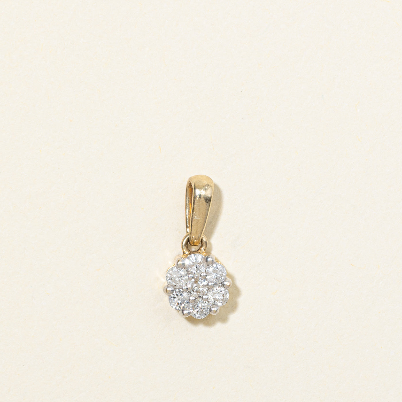 14K Diamond Round Cluster Pendant
