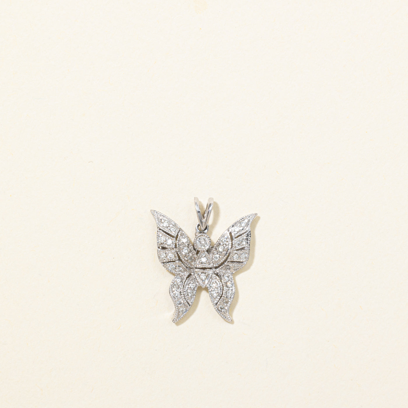 14K Diamond Butterfly Pendant