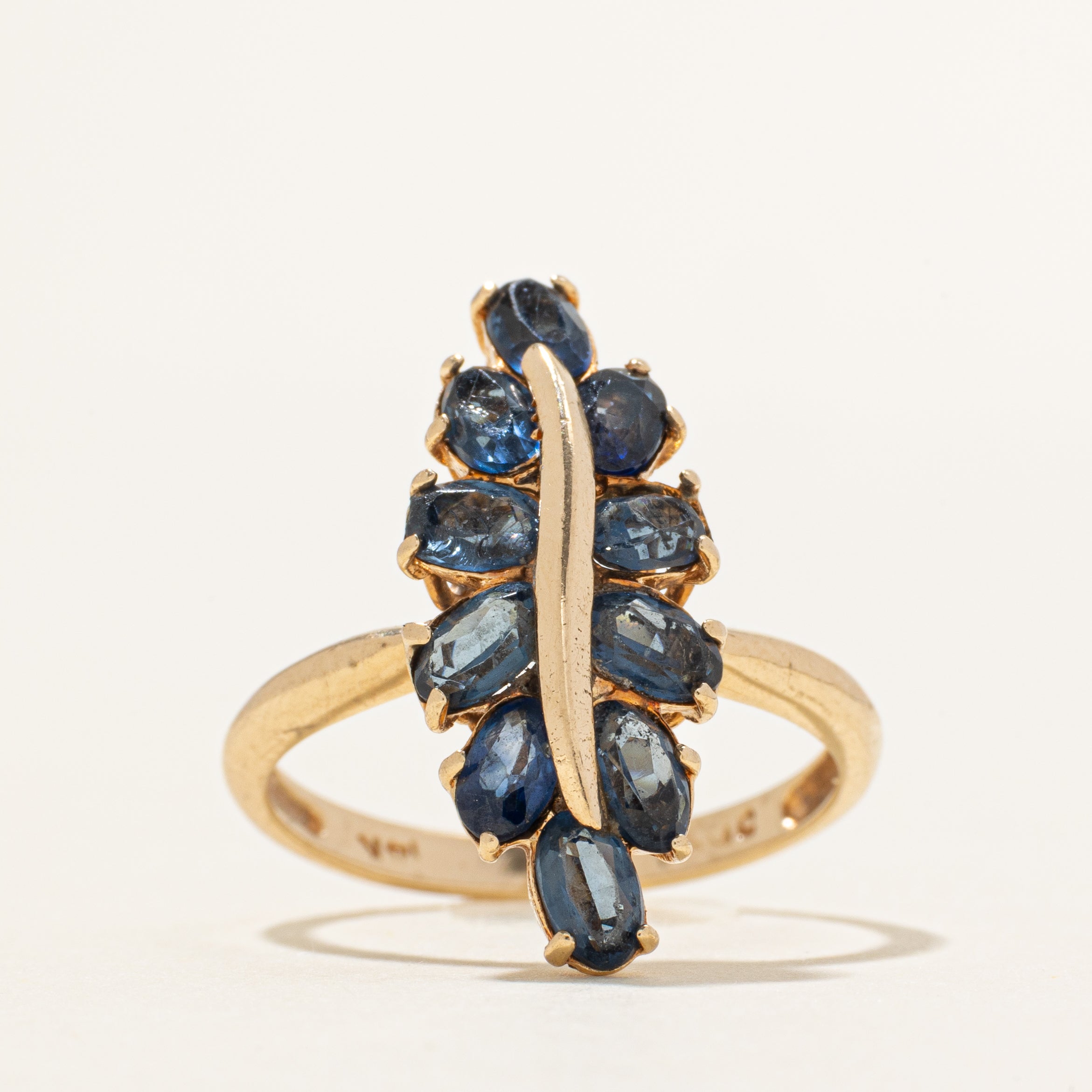Sapphire Leaf Design Cocktail Ring | 2.80ctw | SZ 7.25