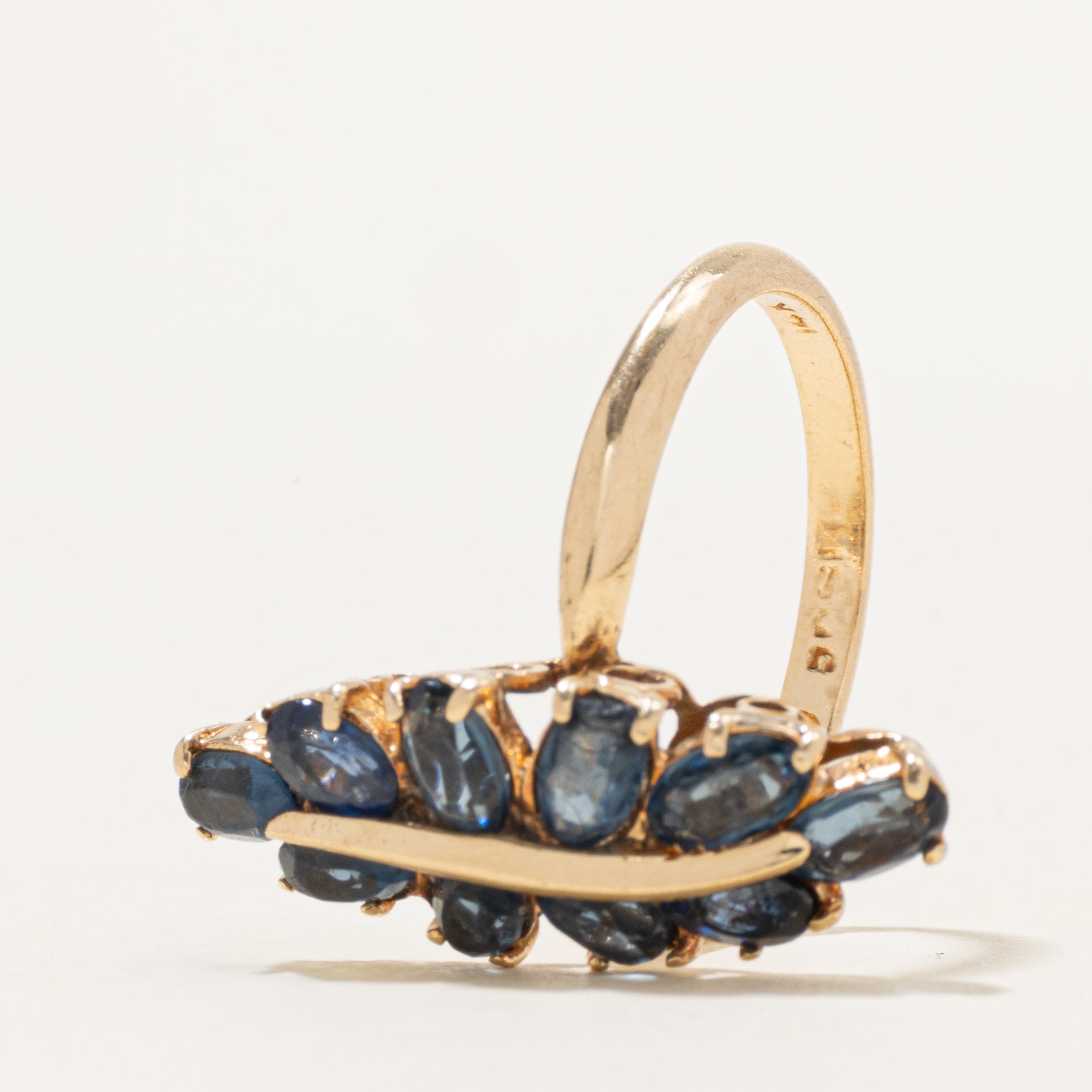 Sapphire Leaf Design Cocktail Ring | 2.80ctw | SZ 7.25