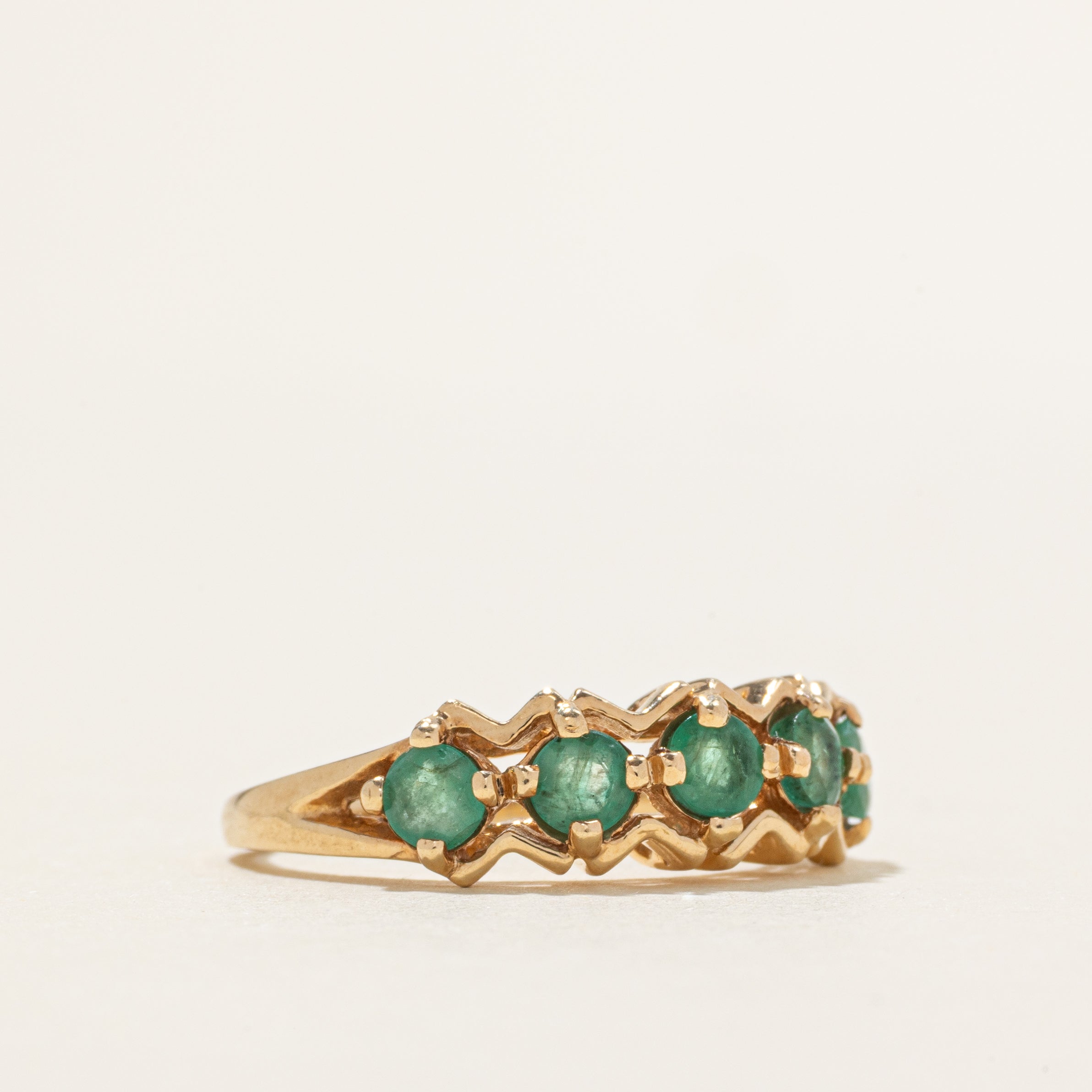 Five Stone Emerald Zig-Zag Ring | 0.77ctw | SZ 6.75