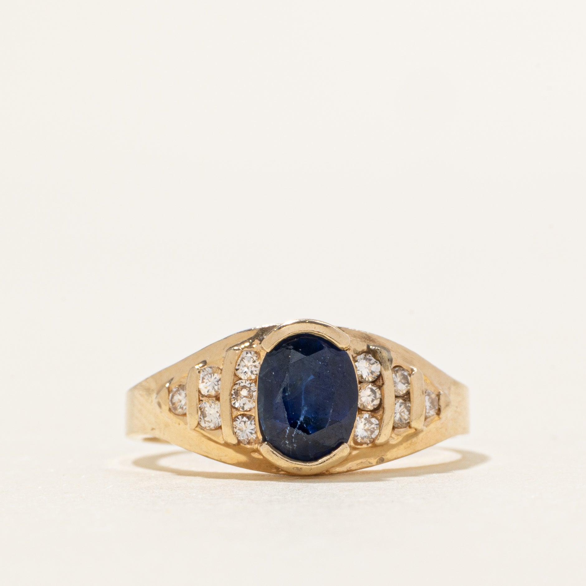 Semi Bezel Sapphire & Diamond Ring | 0.92ct, 0.12ctw | SZ 5.75