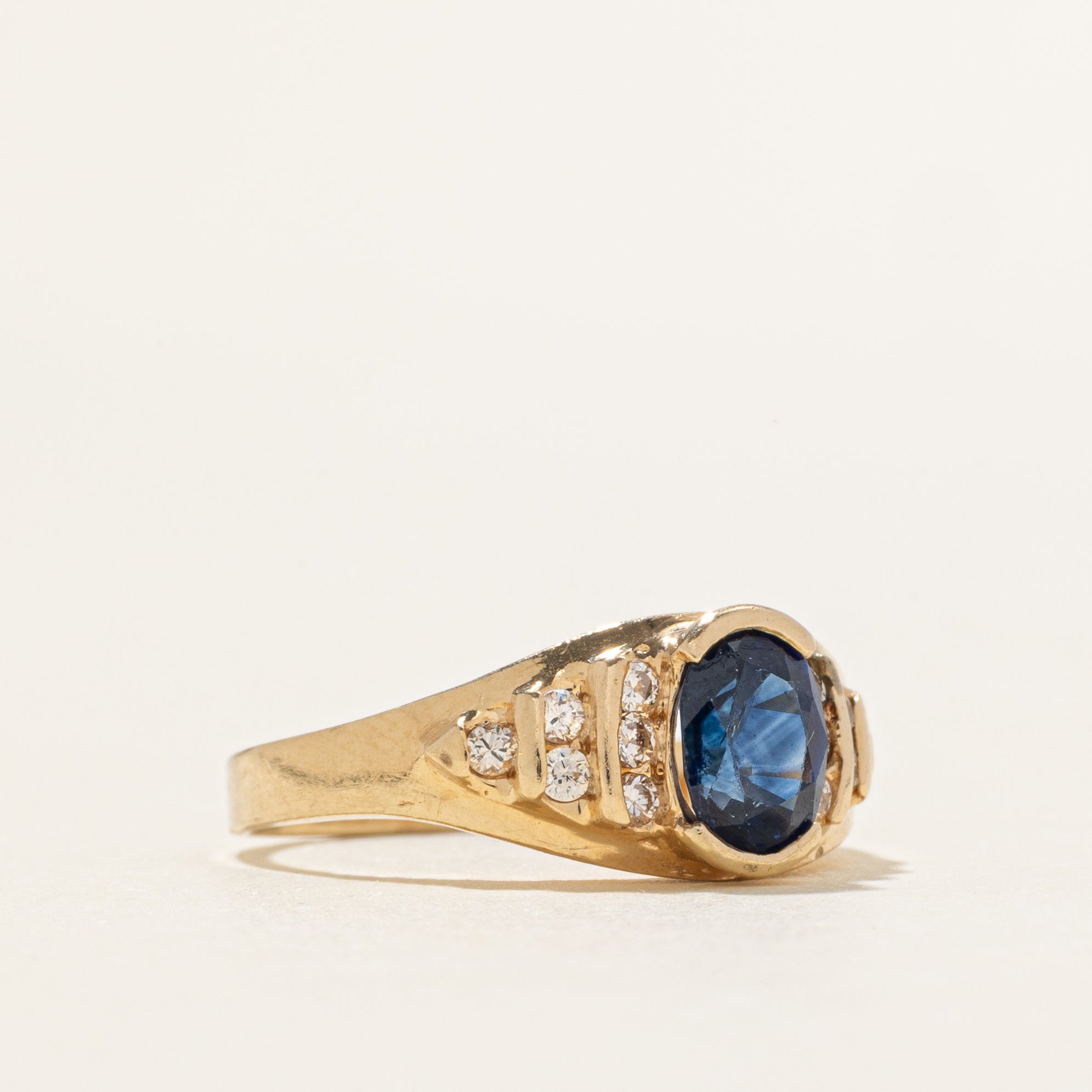 Semi Bezel Sapphire & Diamond Ring | 0.92ct, 0.12ctw | SZ 5.75
