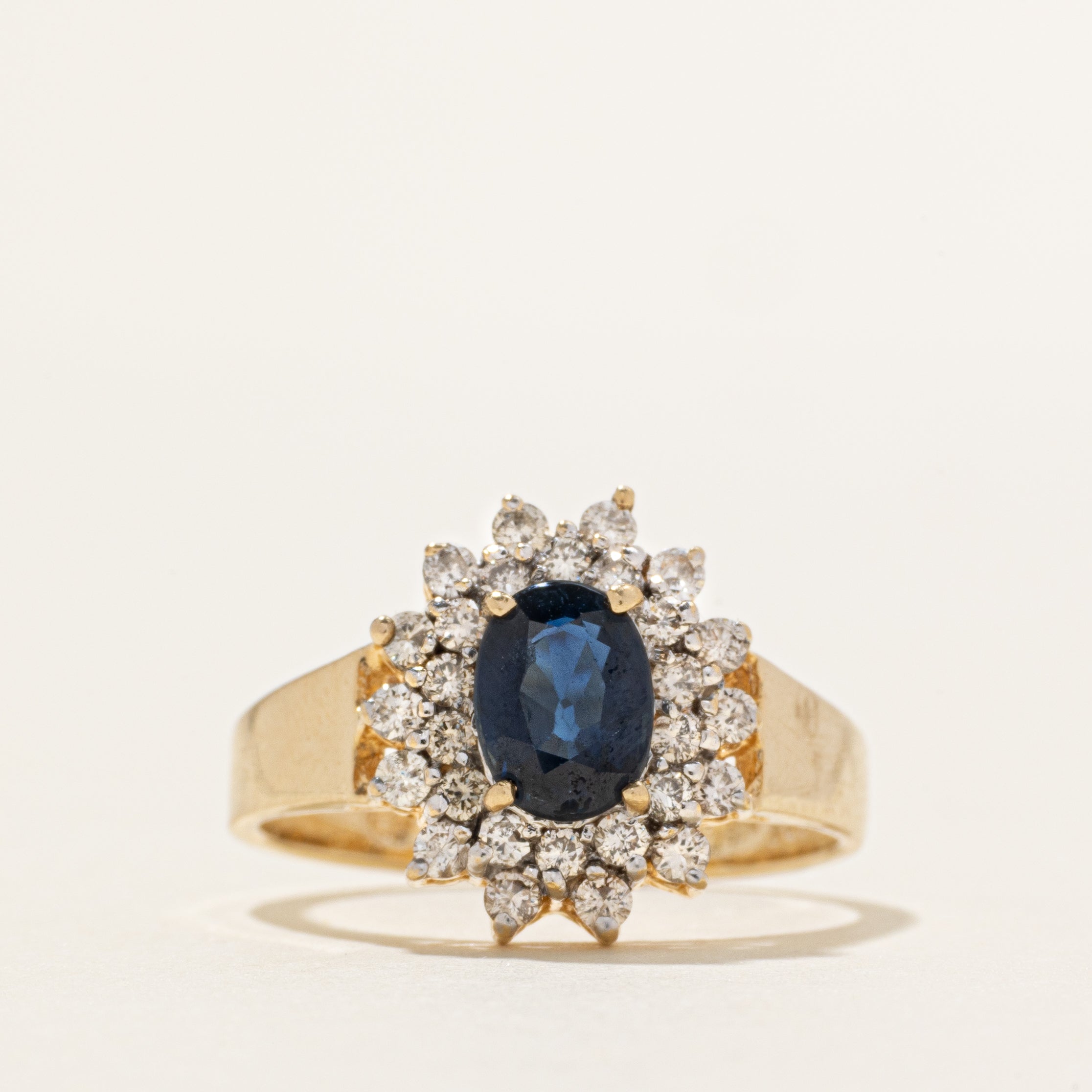 Sapphire & Diamond Petal Halo Ring | 0.89ct, 0.23ctw | SZ 7