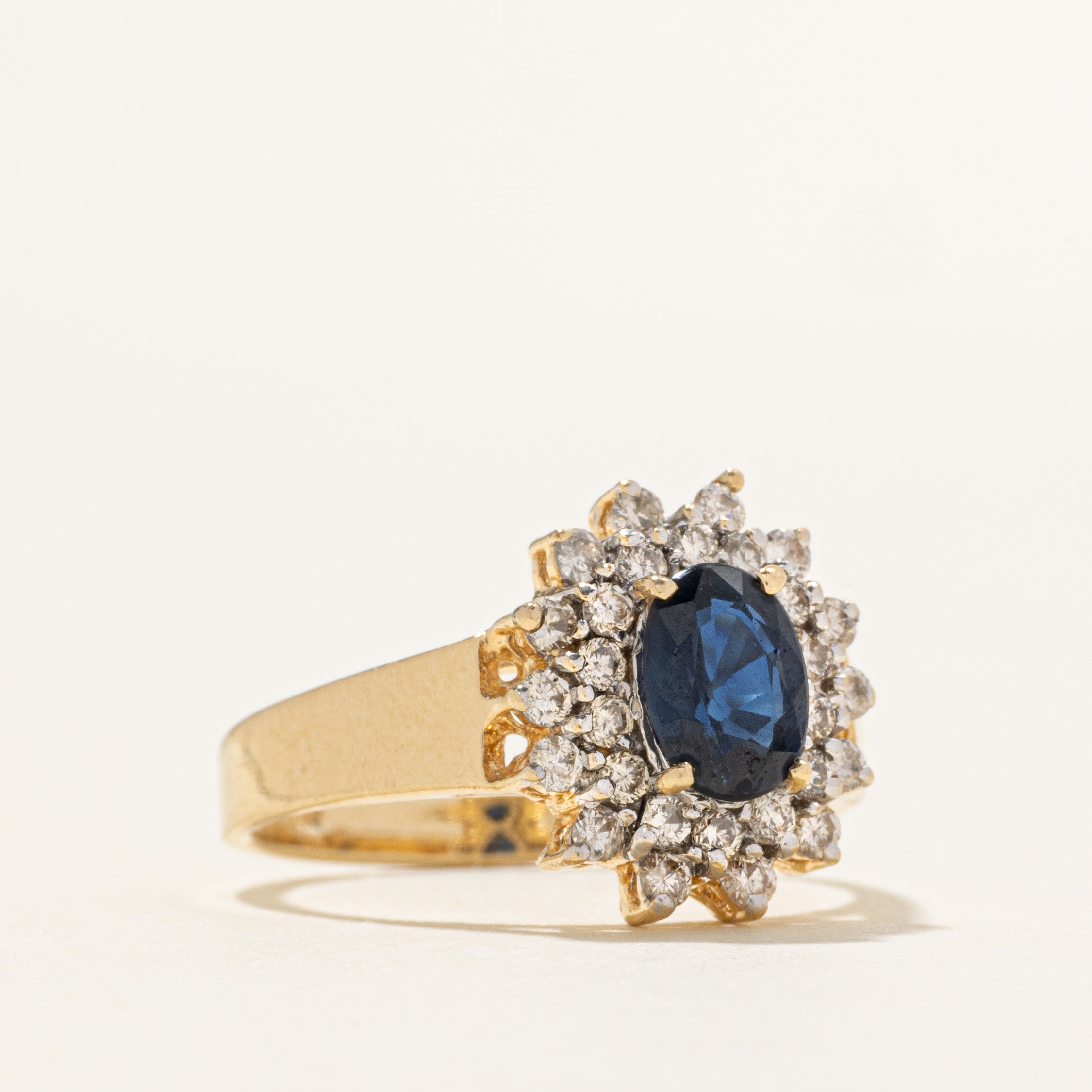 Sapphire & Diamond Petal Halo Ring | 0.89ct, 0.23ctw | SZ 7