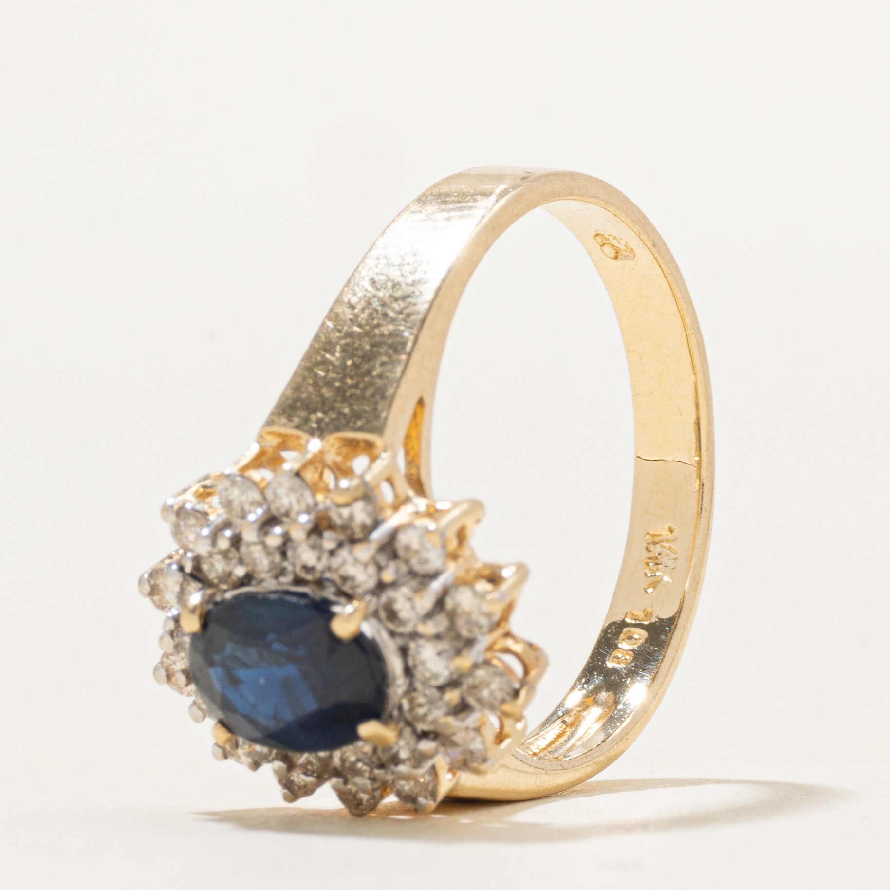 Sapphire & Diamond Petal Halo Ring | 0.89ct, 0.23ctw | SZ 7