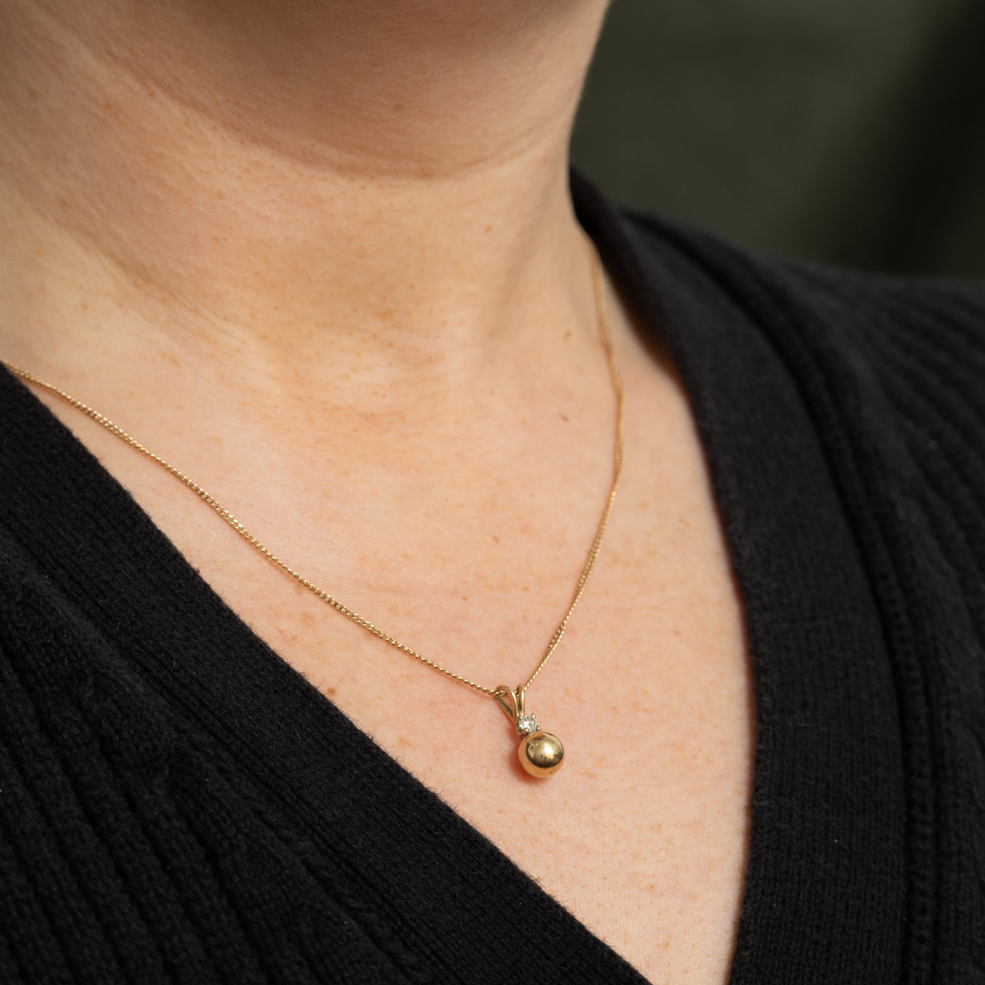 14K Diamond & Gold Sphere Pendant
