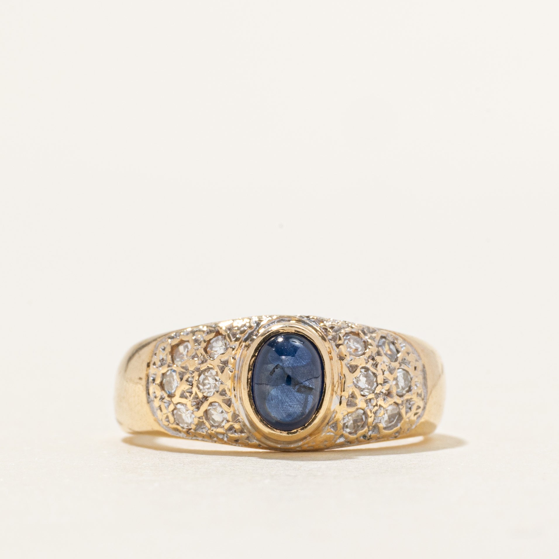 Bezel Set Sapphire & Diamond Ring | 0.66ct, 0.18ctw | SZ 6