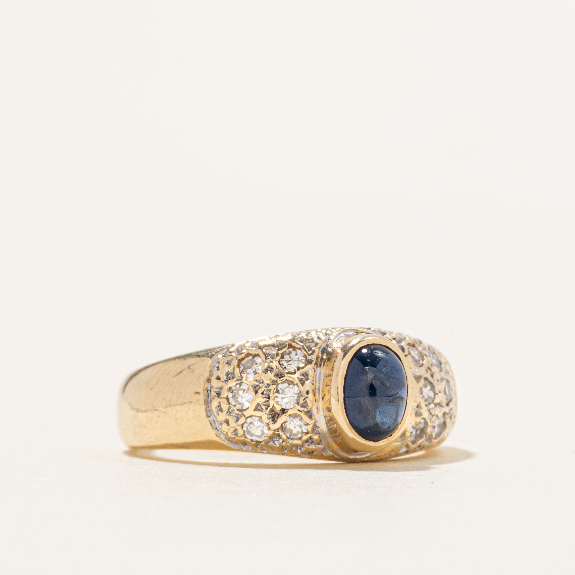 Bezel Set Sapphire & Diamond Ring | 0.66ct, 0.18ctw | SZ 6
