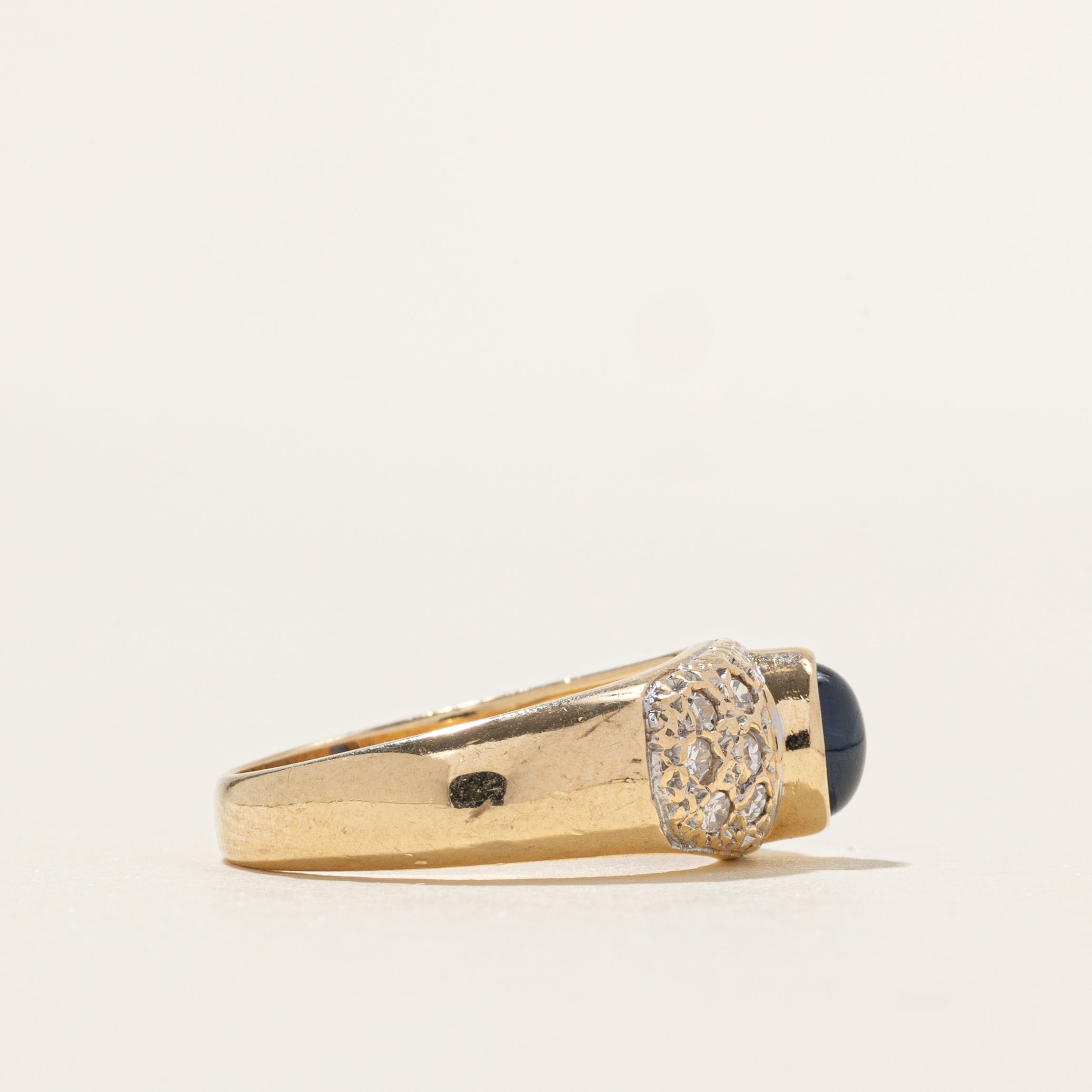Bezel Set Sapphire & Diamond Ring | 0.66ct, 0.18ctw | SZ 6