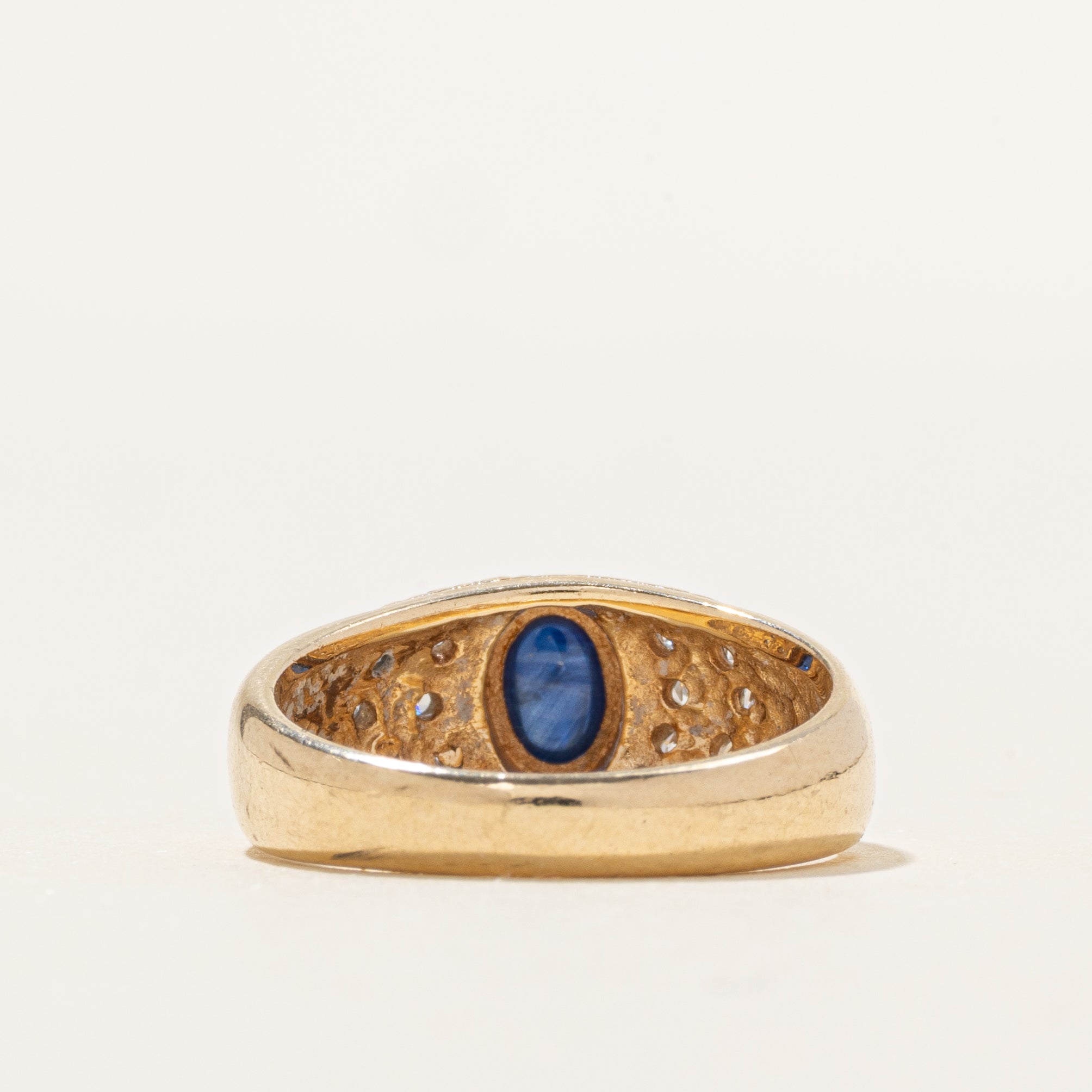 Bezel Set Sapphire & Diamond Ring | 0.66ct, 0.18ctw | SZ 6