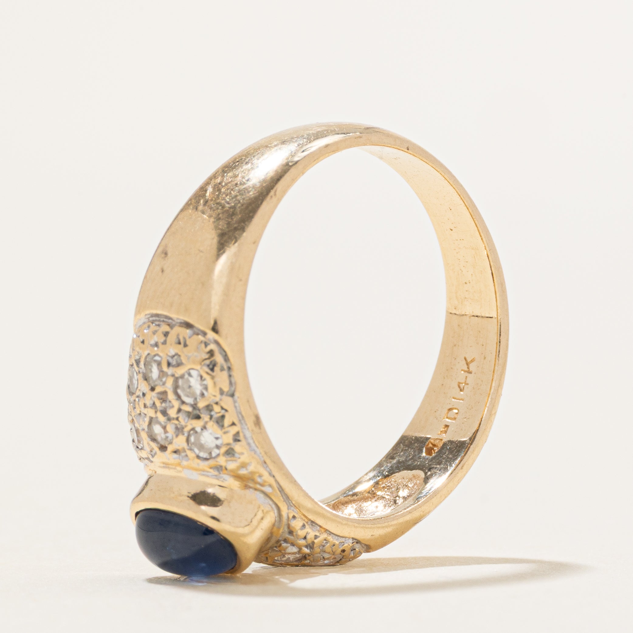 Bezel Set Sapphire & Diamond Ring | 0.66ct, 0.18ctw | SZ 6