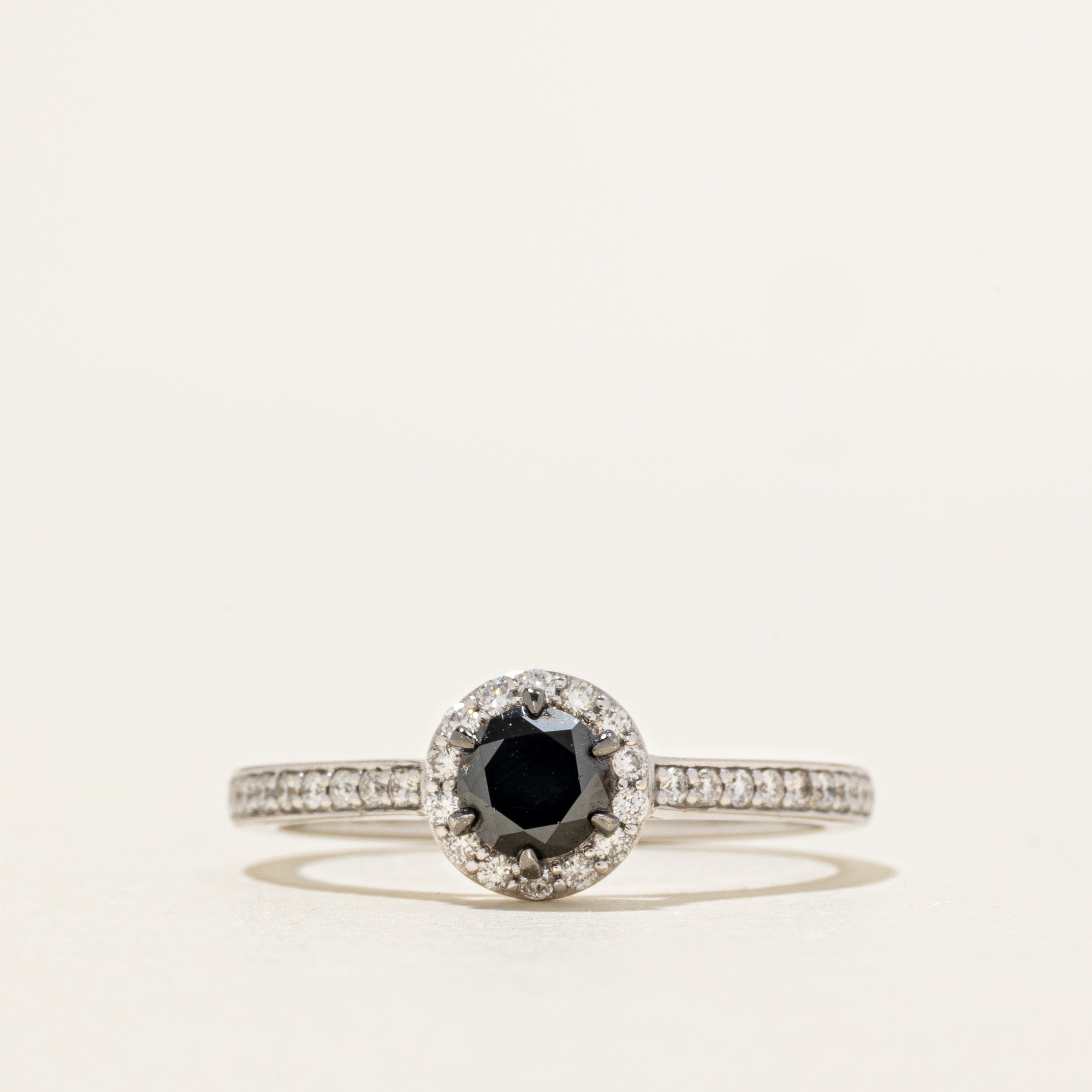 Black & White Diamond Halo Ring | 0.62ctw | SZ 8