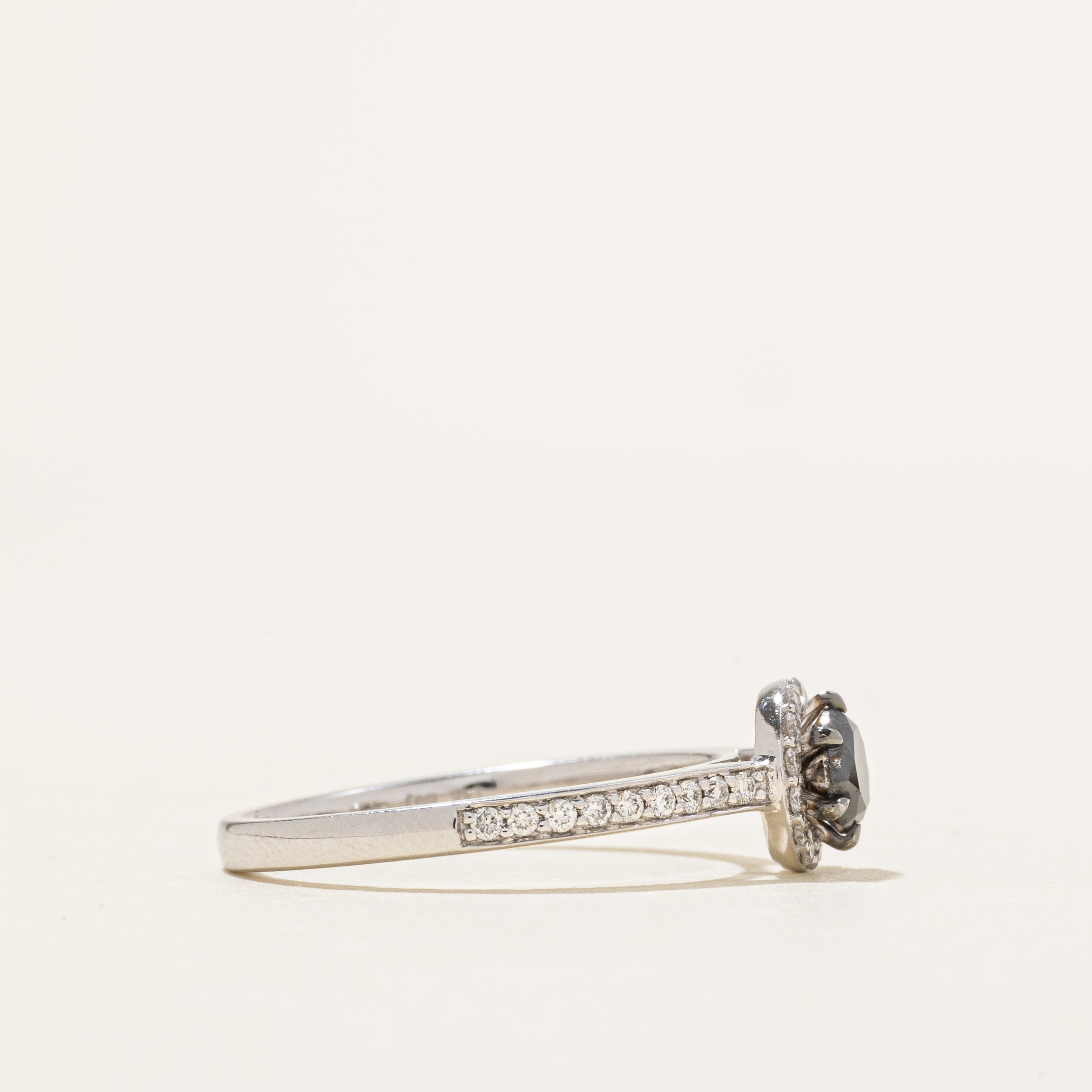 Black & White Diamond Halo Ring | 0.62ctw | SZ 8