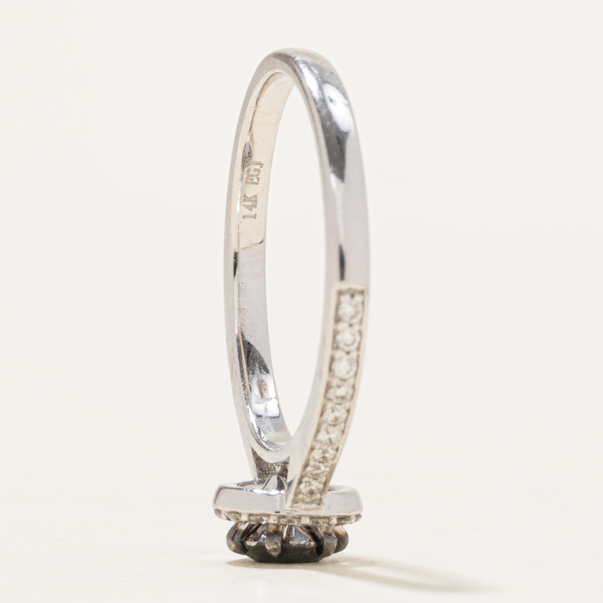Black & White Diamond Halo Ring | 0.62ctw | SZ 8