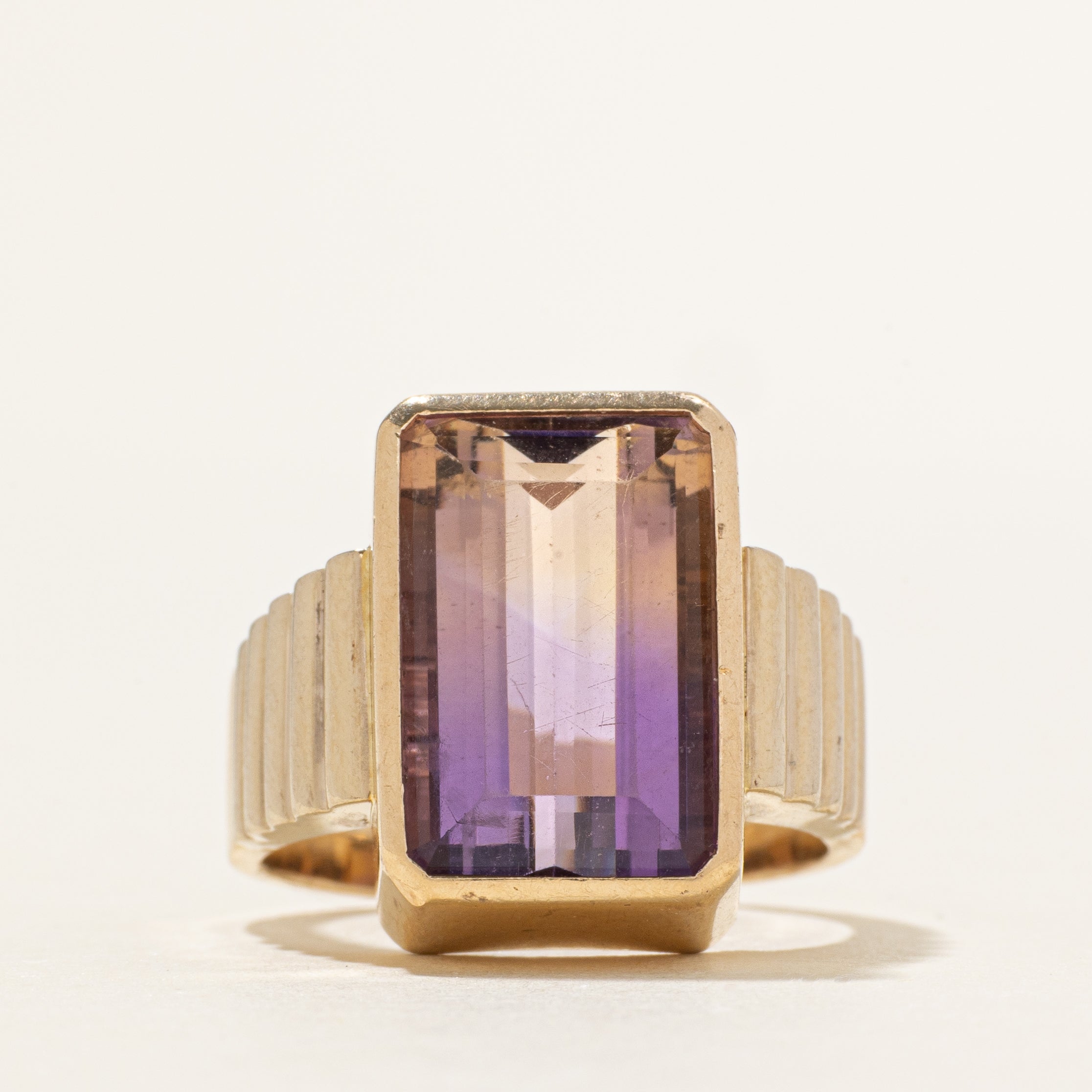 Bezel Set Amethyst Fluted Cocktail Ring | 8.60ct | SZ 9.5