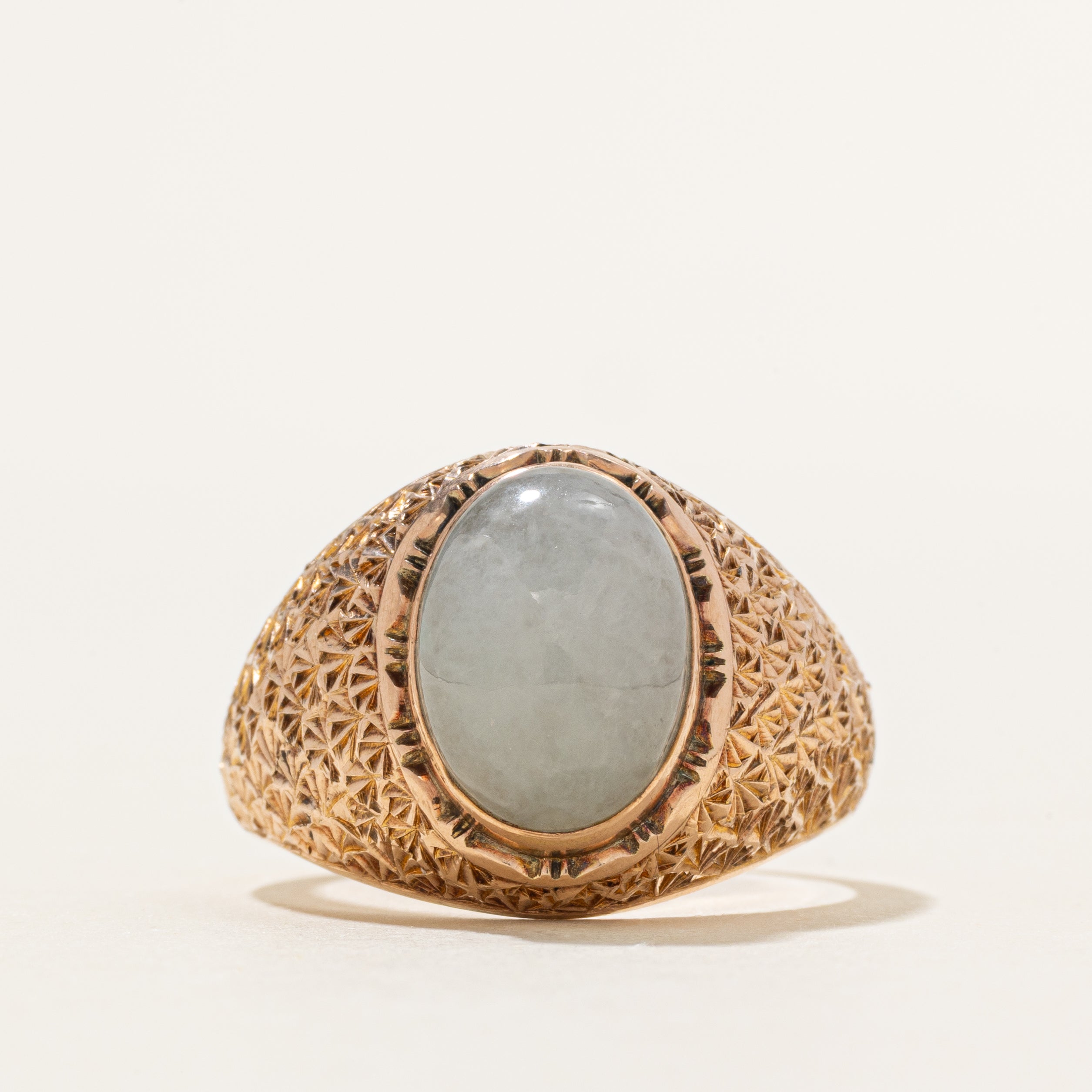 Bezel Set Jadeite Textured Cocktail Ring | 6.26ct | SZ 11.5