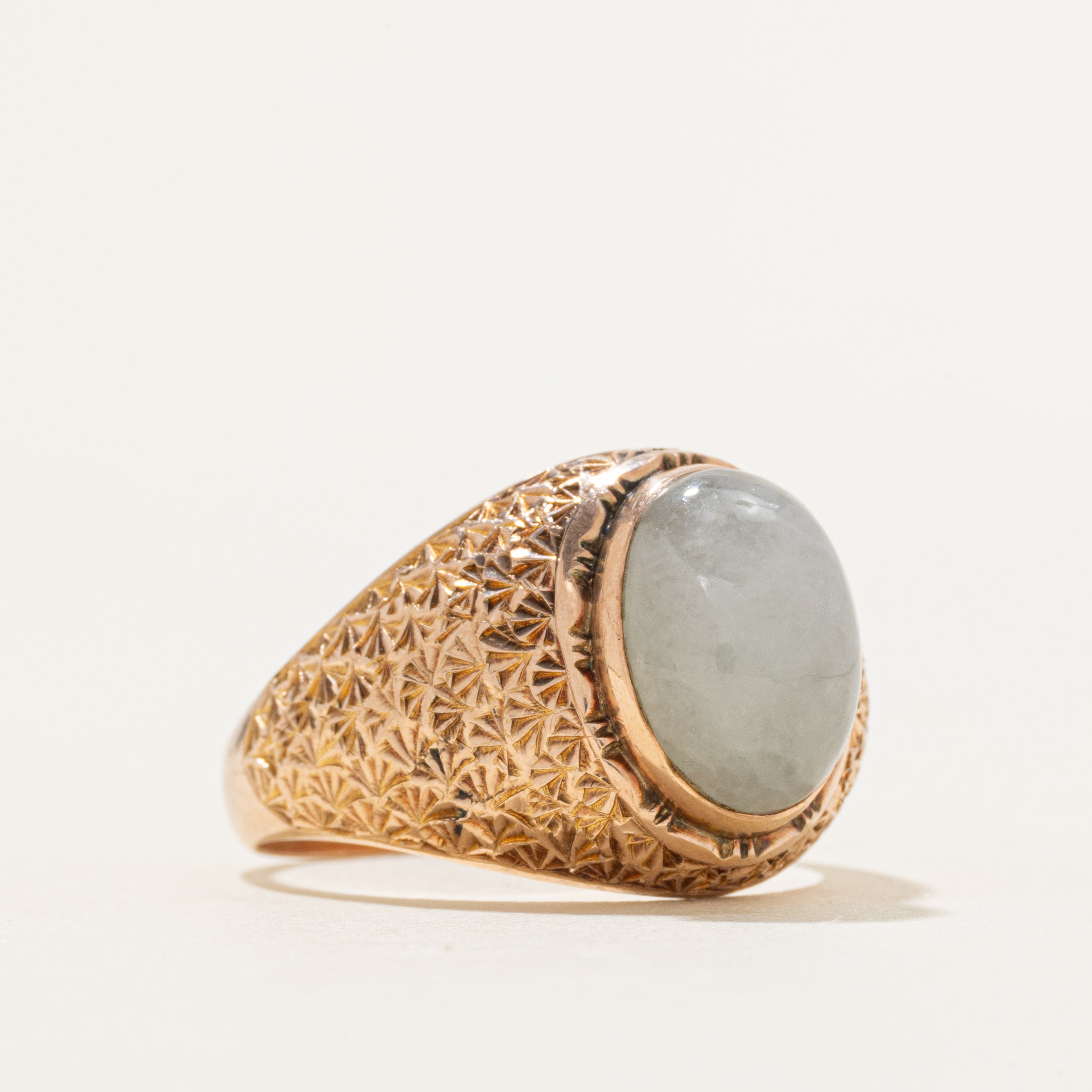 Bezel Set Jadeite Textured Cocktail Ring | 6.26ct | SZ 11.5