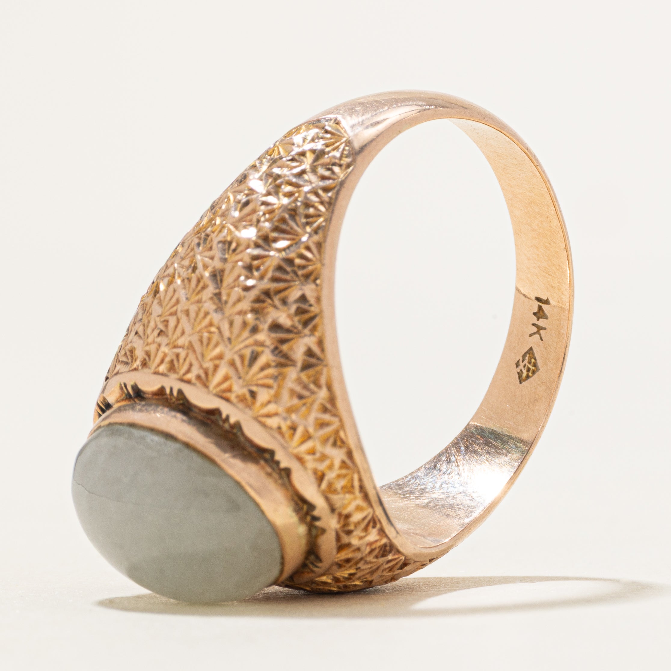 Bezel Set Jadeite Textured Cocktail Ring | 6.26ct | SZ 11.5