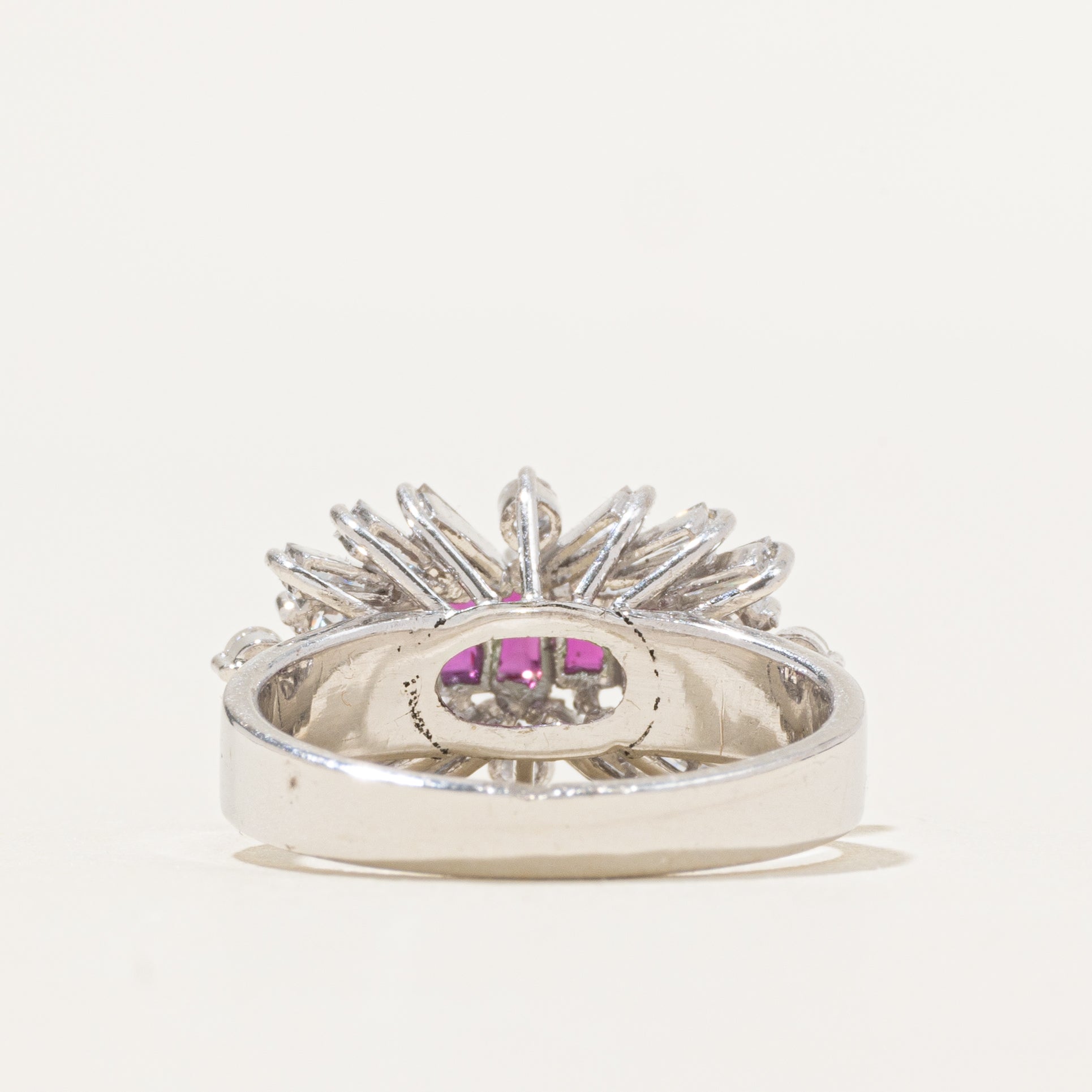 Baguette Cut Ruby & Diamond Cluster Ring | 0.51ctw, 0.61ctw | SZ 6