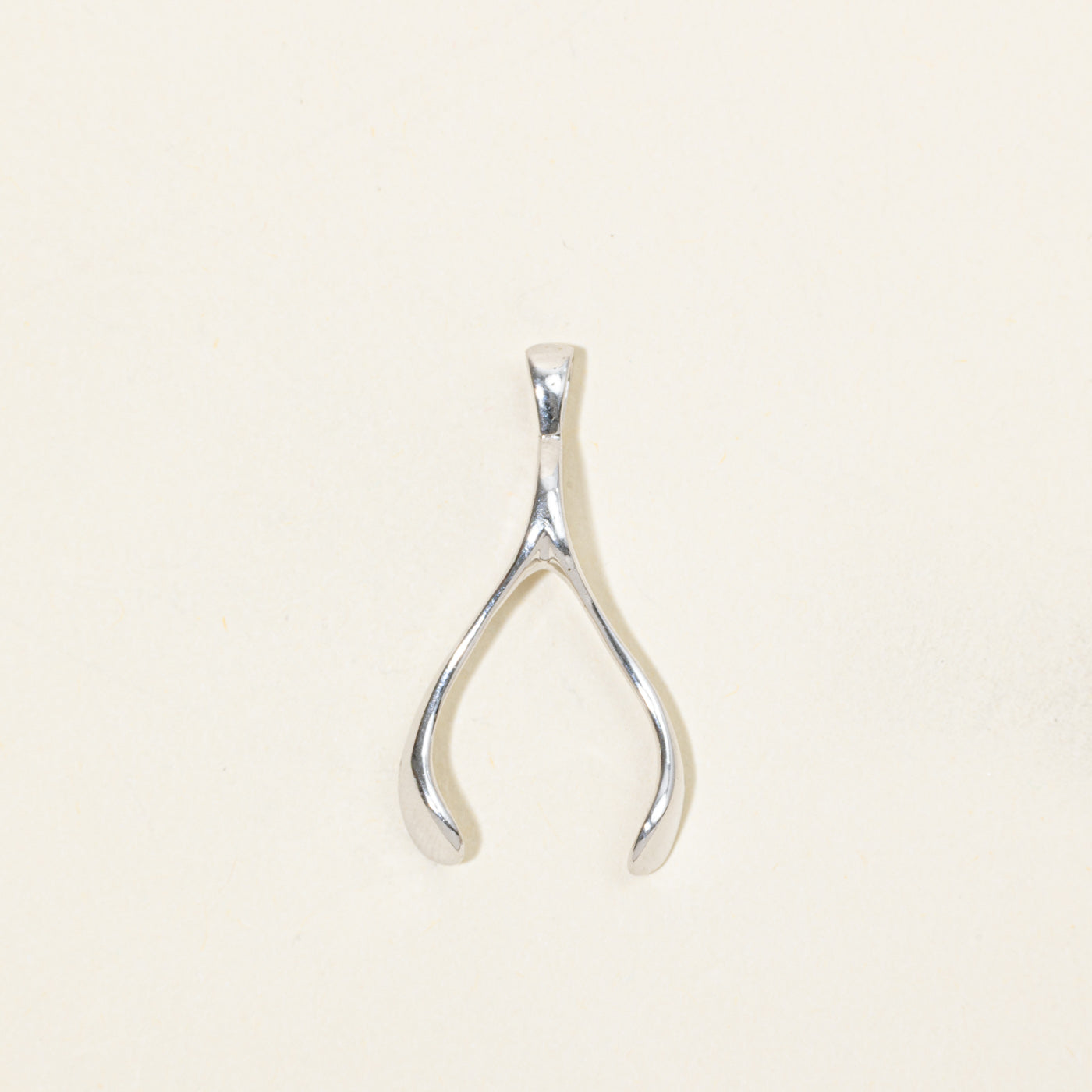 14k White Gold Wishbone Pendant