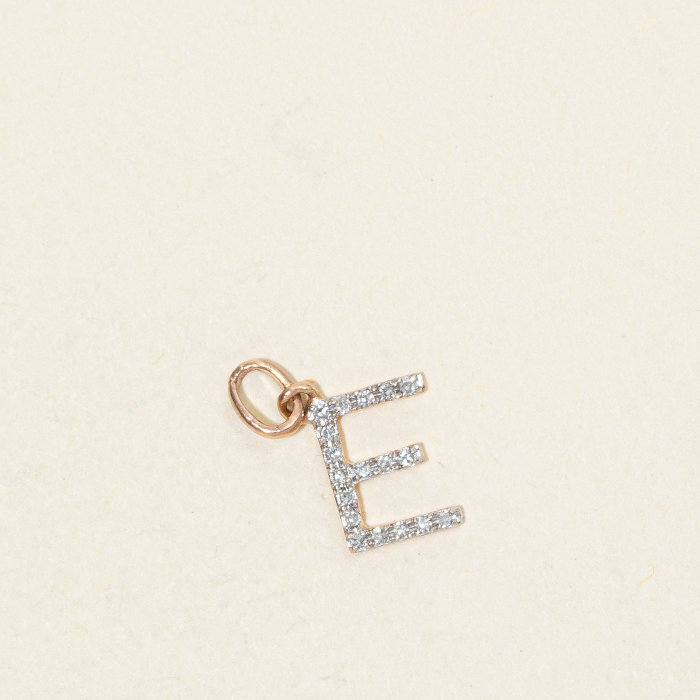 14k Rose Gold Diamond "E" Initial Charm