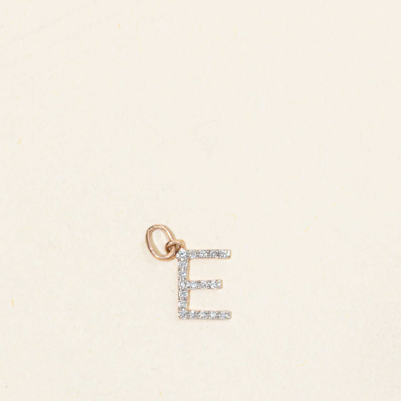 14k Rose Gold Diamond "E" Initial Charm
