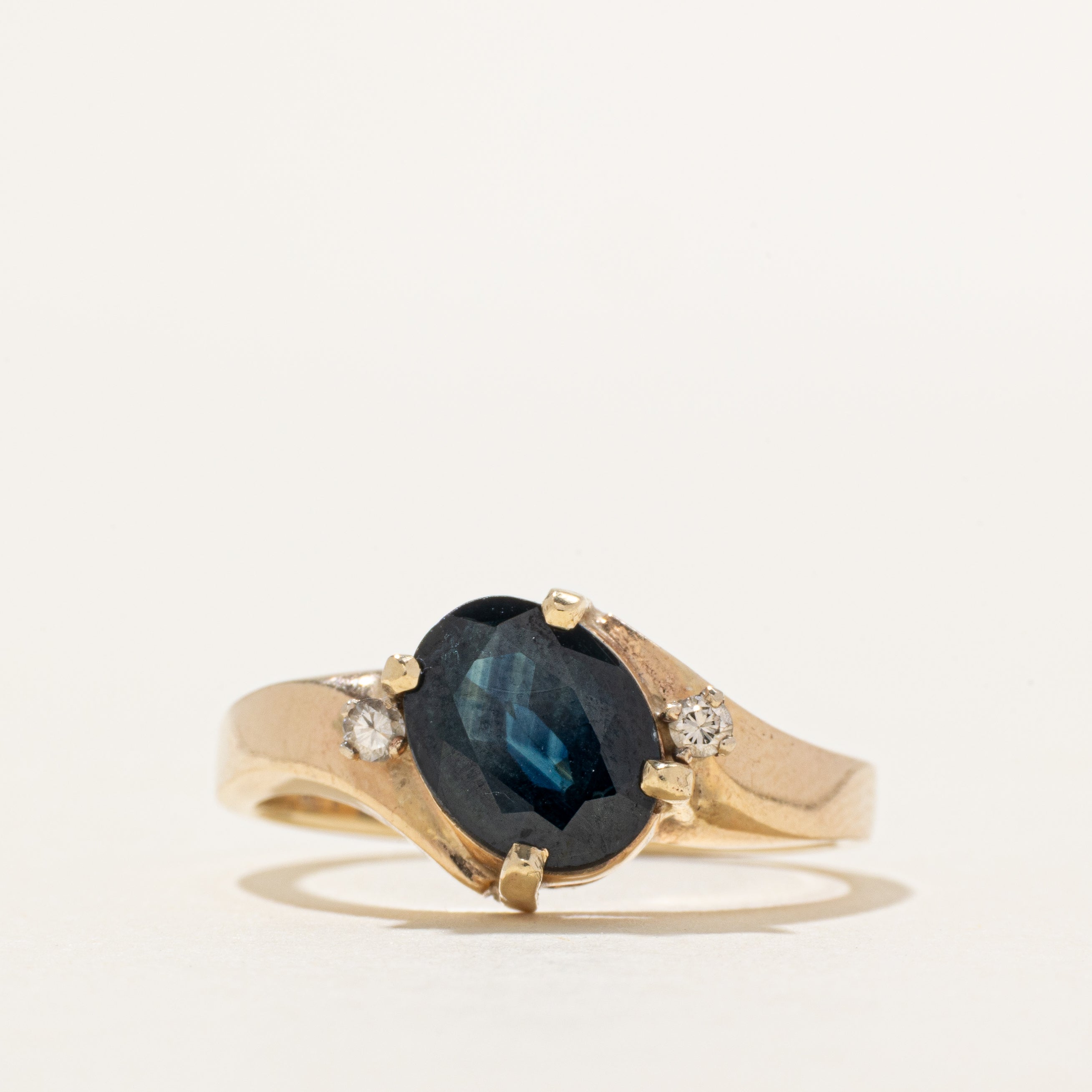 Diagonal Set Sapphire & Diamond Bypass Ring | 1.83ct, 0.05ctw | SZ 7.75