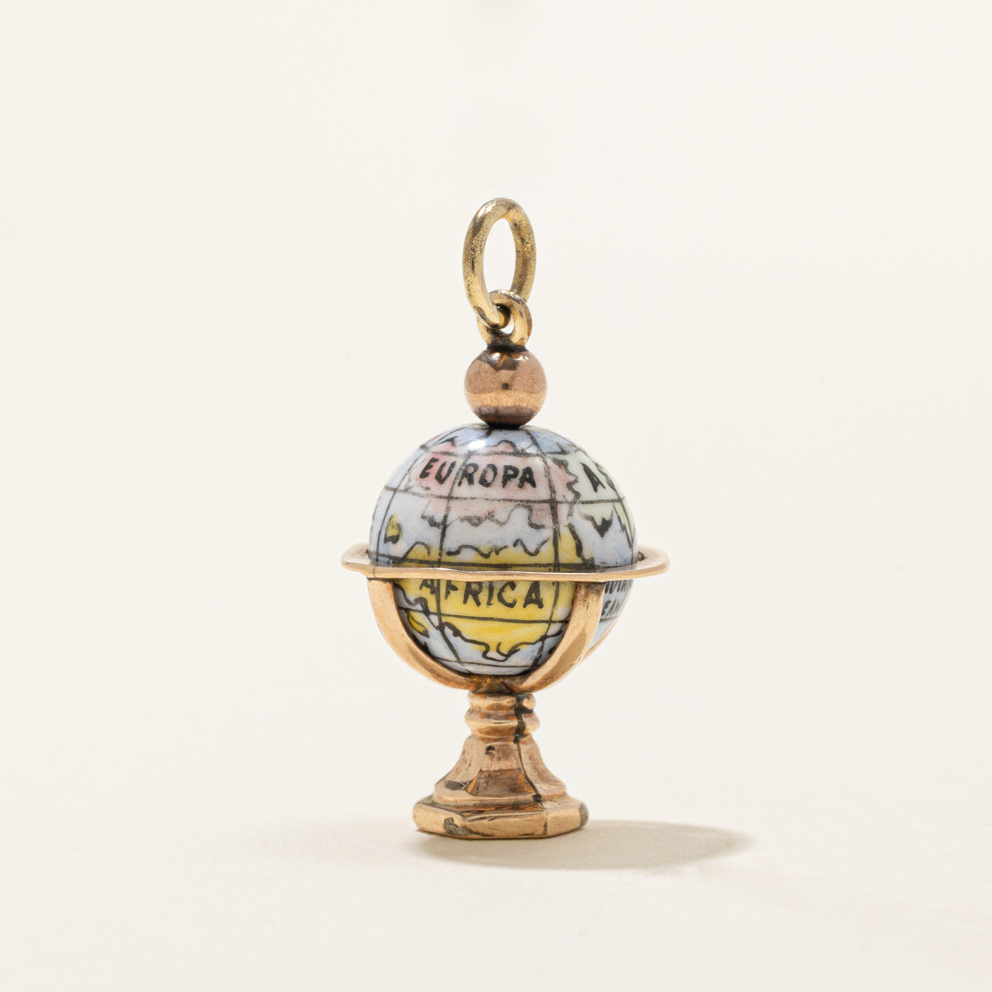 10k Yellow Gold Enamel Globe Charm