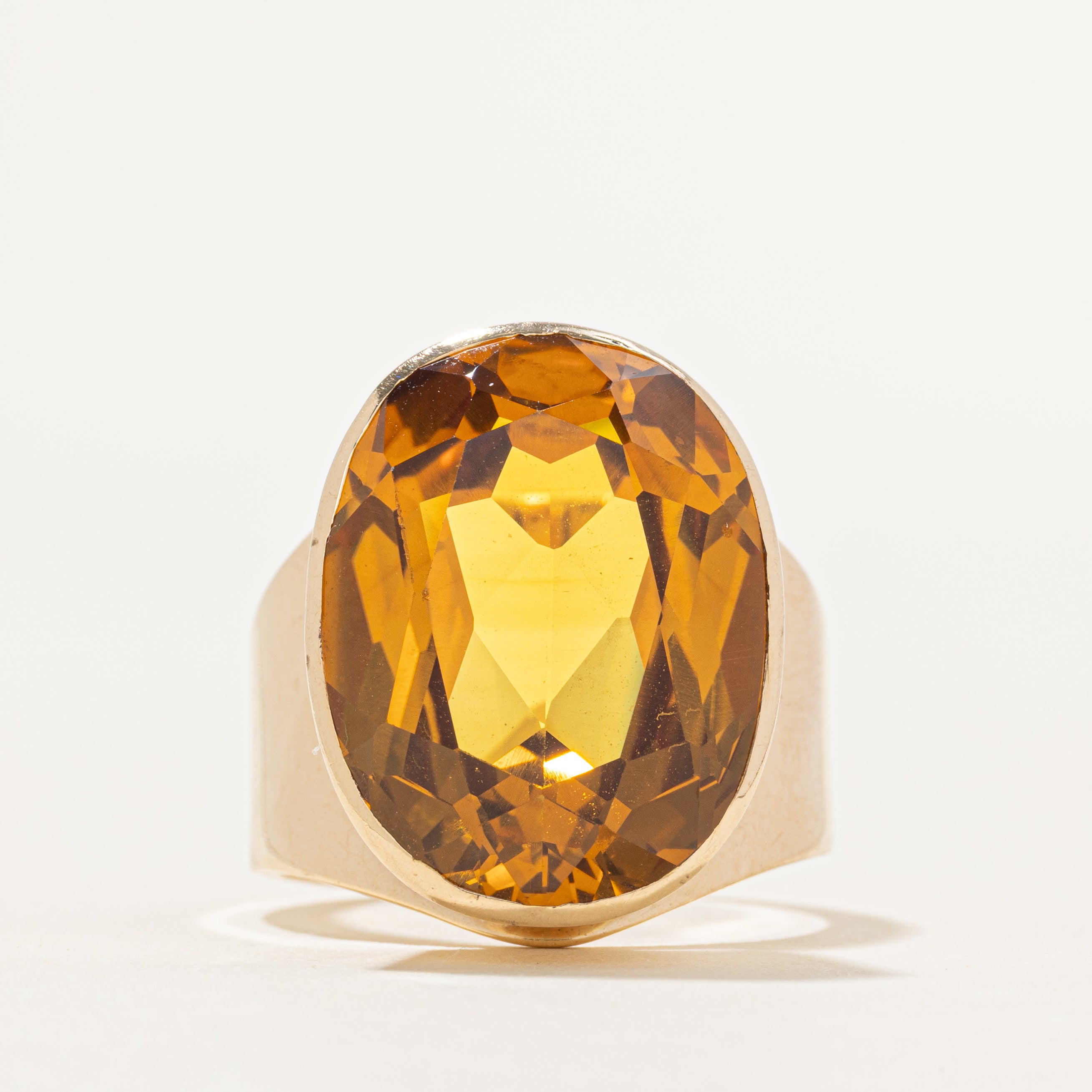 Bezel Set Citrine Cocktail Ring | 12.80ct | SZ 8