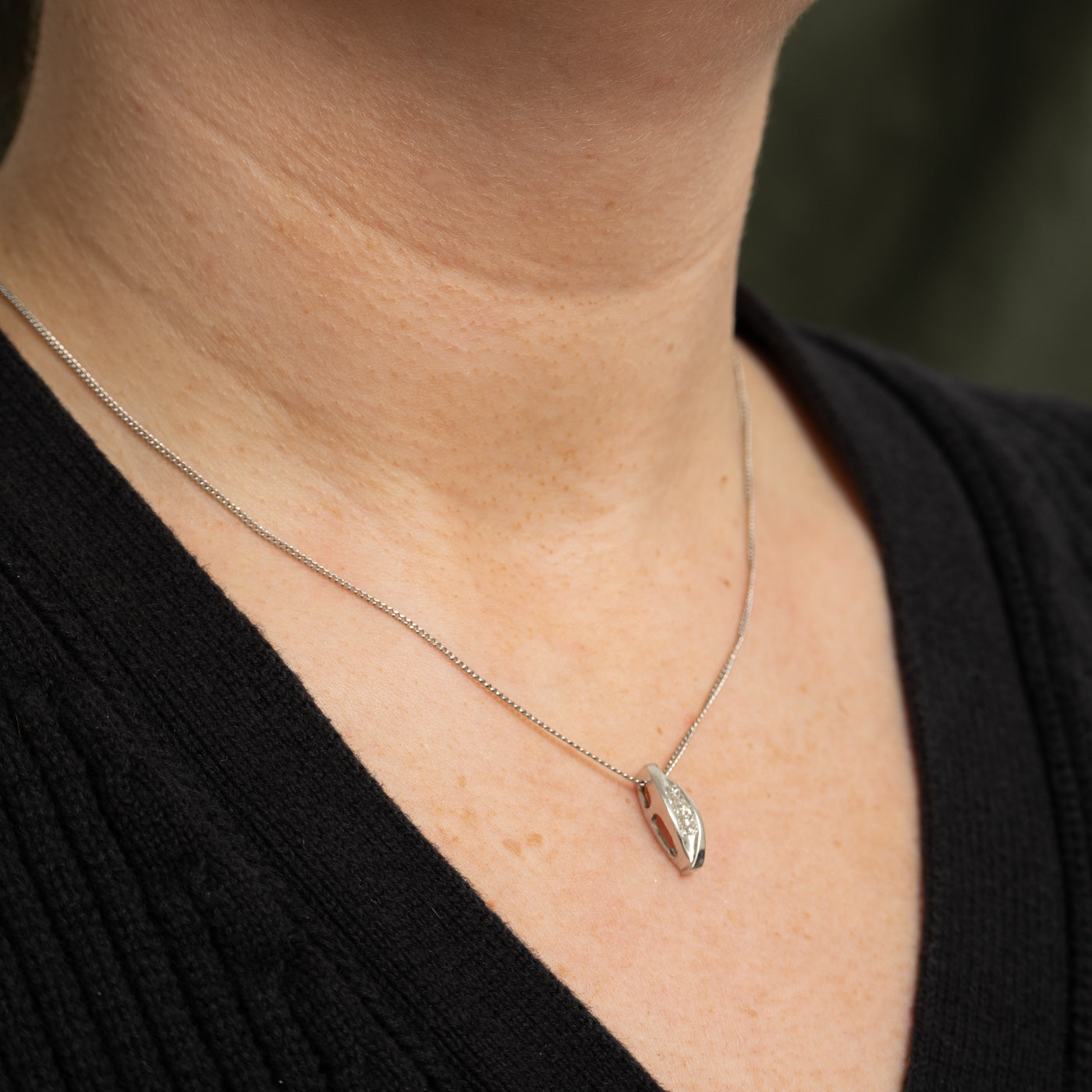 14K Invisible Set Princess Cut Diamond Drop Pendant