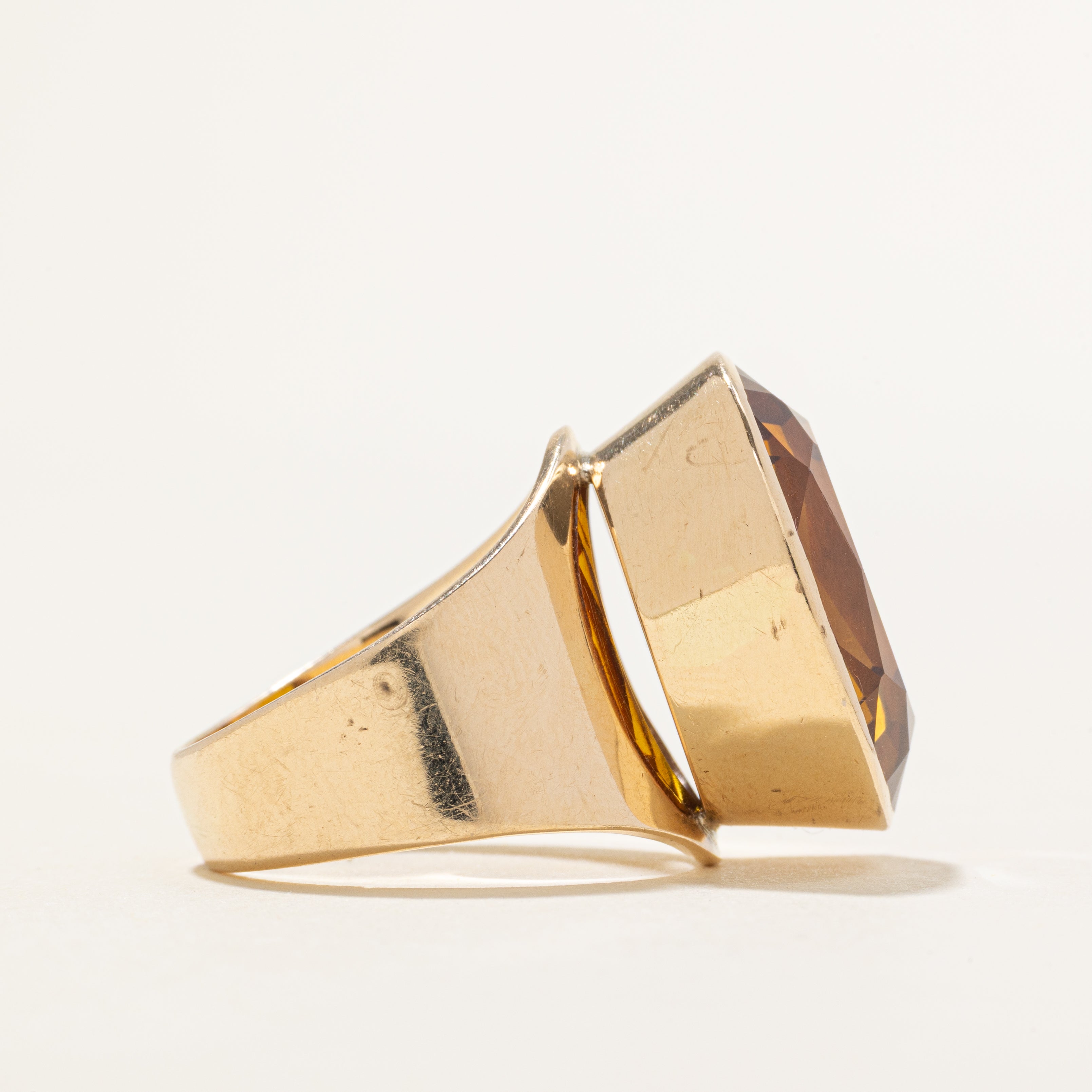 Bezel Set Citrine Cocktail Ring | 12.80ct | SZ 8