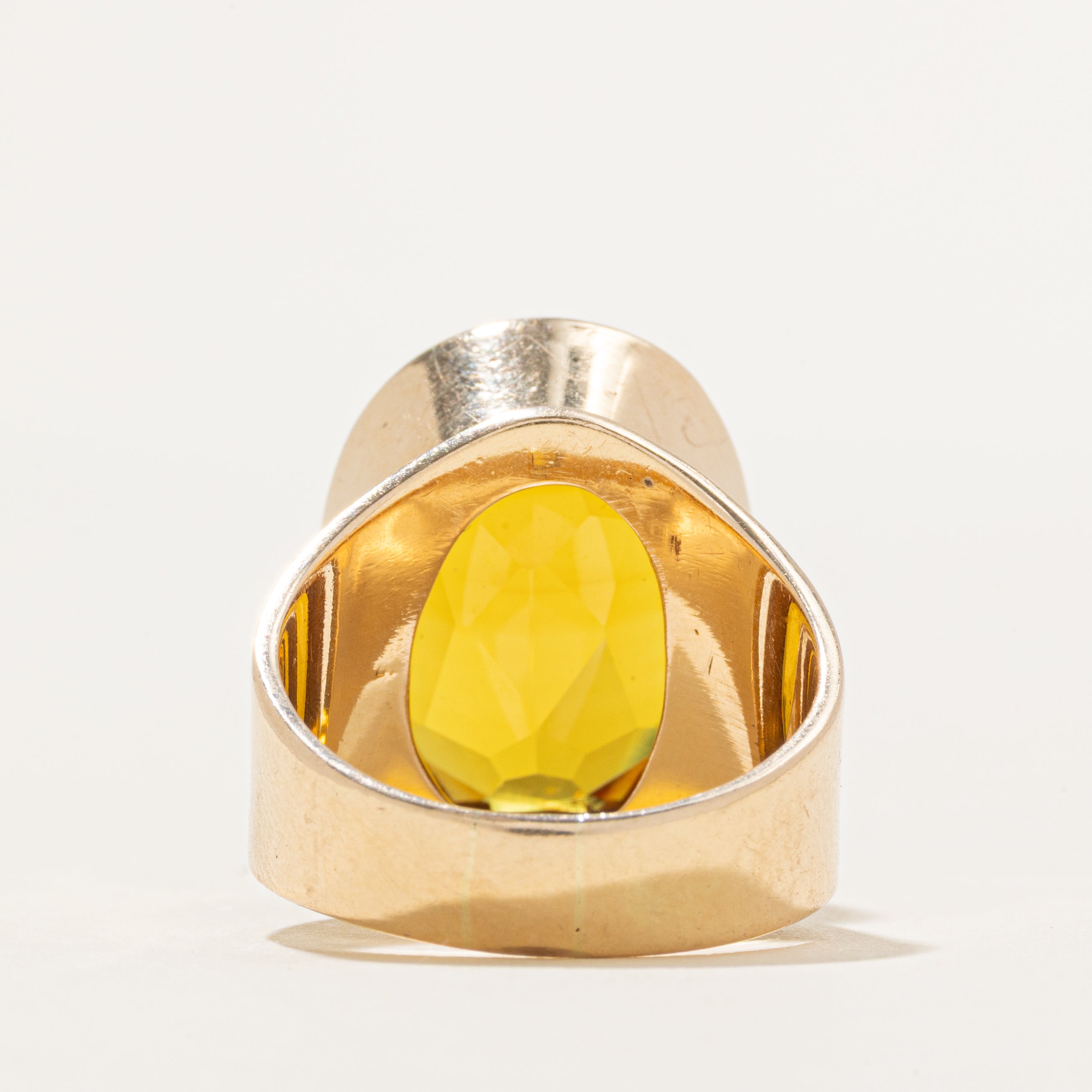 Bezel Set Citrine Cocktail Ring | 12.80ct | SZ 8