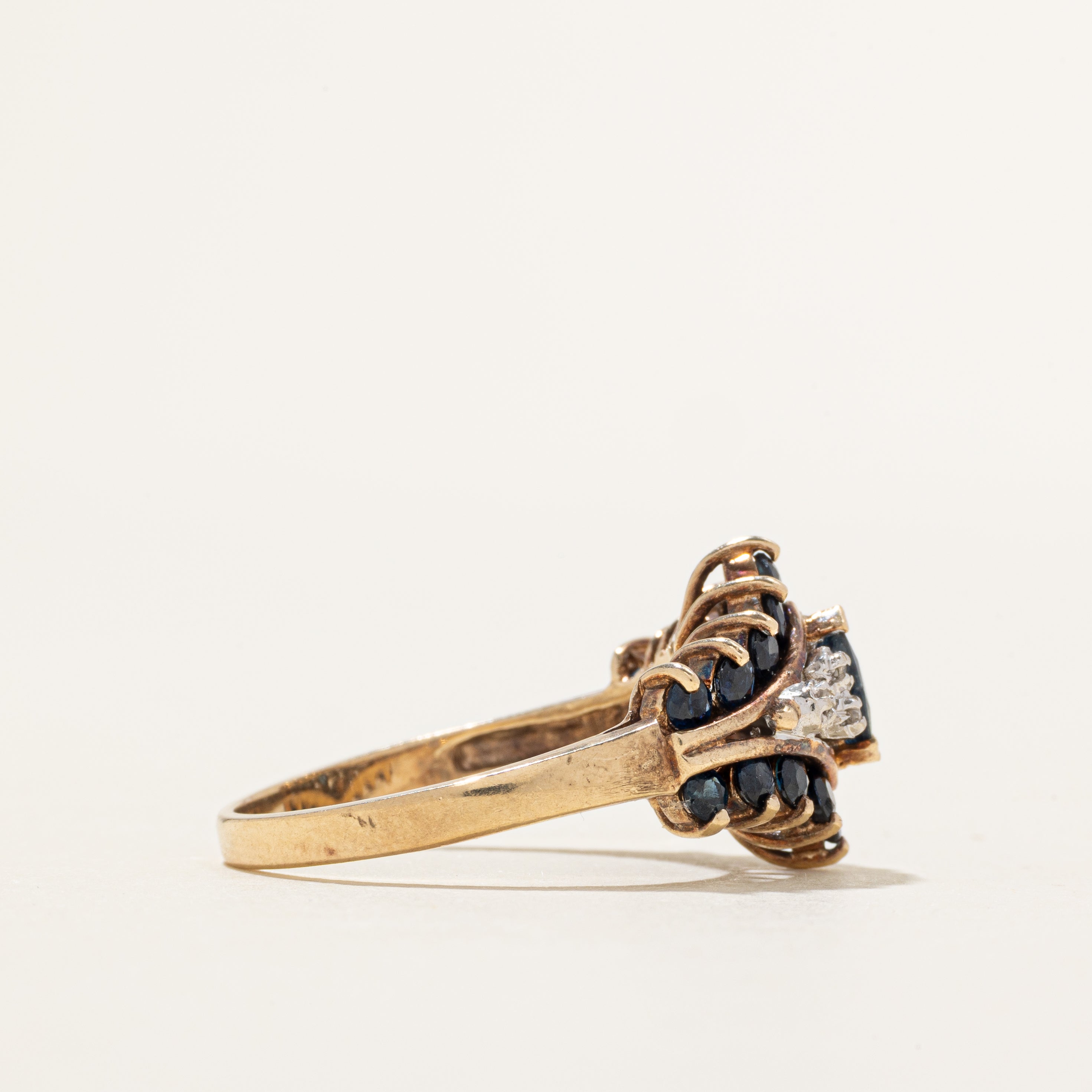 Marquise Cut Sapphire & Diamond Tapered Ring | 1.15ctw, 0.02ctw | SZ 8.75