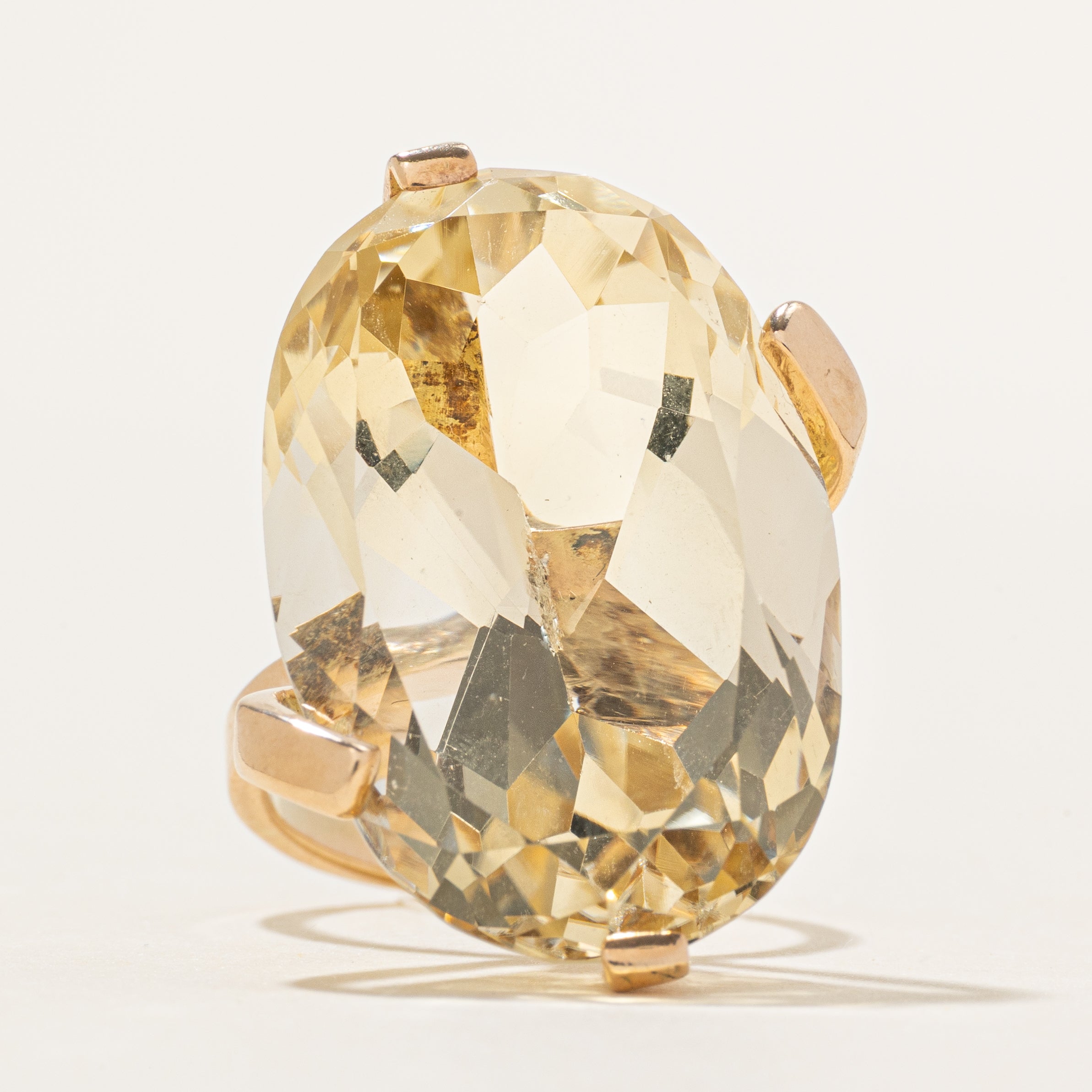 Oval Cut Citrine Cocktail Ring | 31.55ct | SZ 6