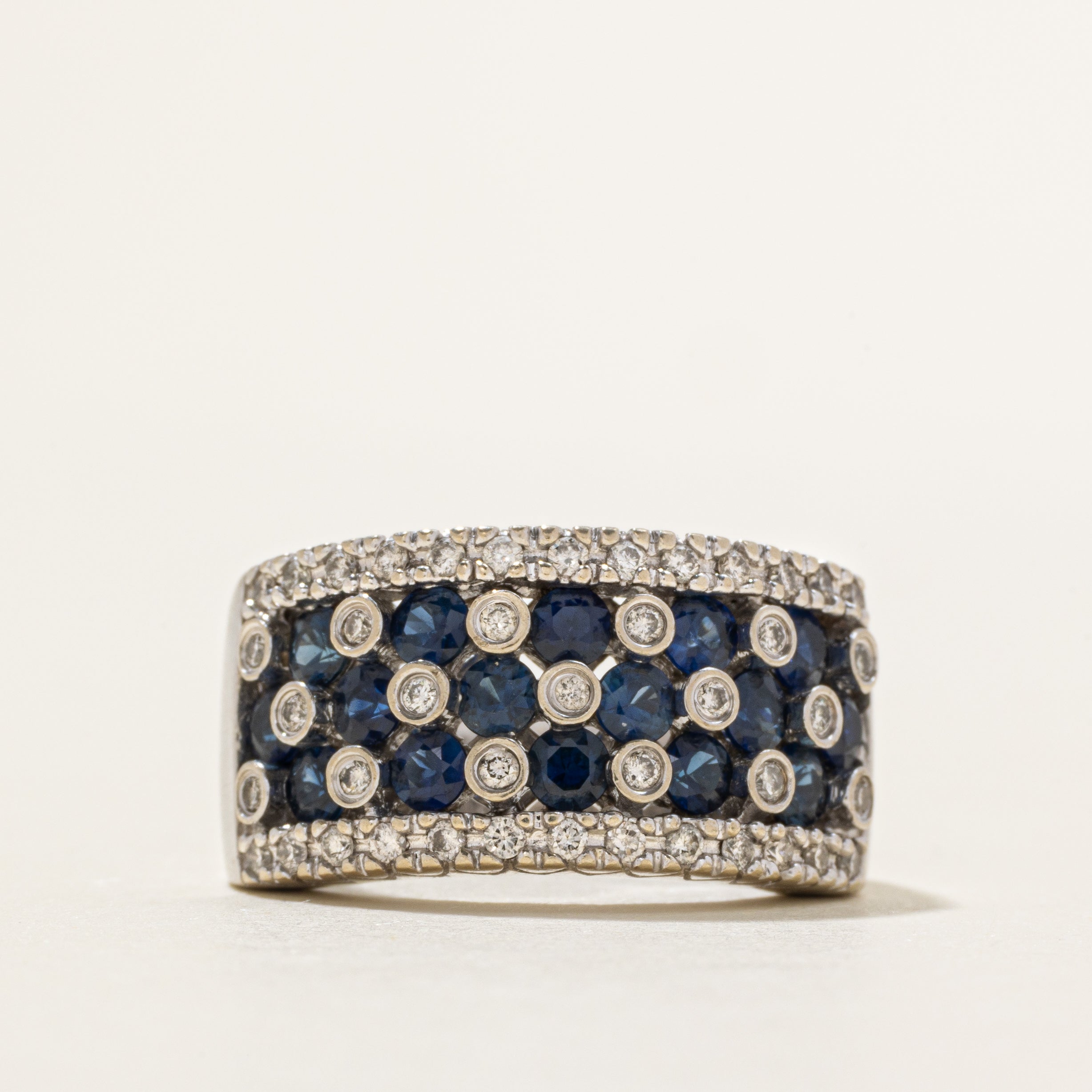 Sapphire & Diamond Grid Ring | 2.56ctw, 0.43ctw | SZ 7.75