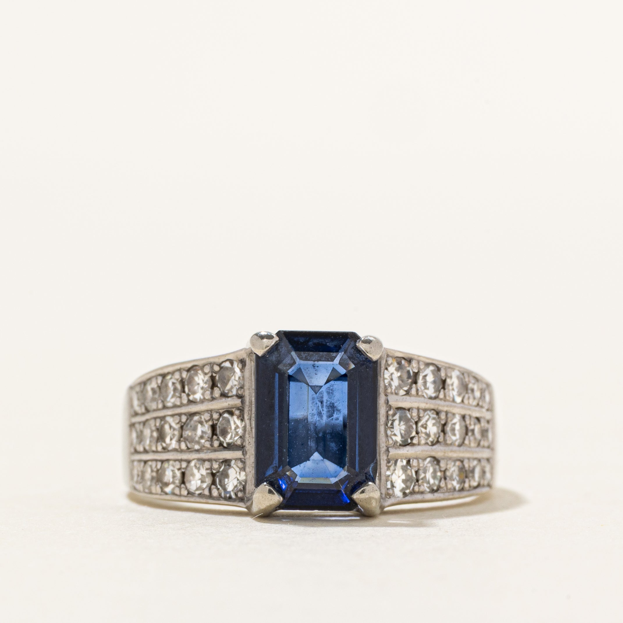 White Gold Sapphire & Diamond Euro Shank Ring | 1.48ct, 0.57ctw | SZ 6.25
