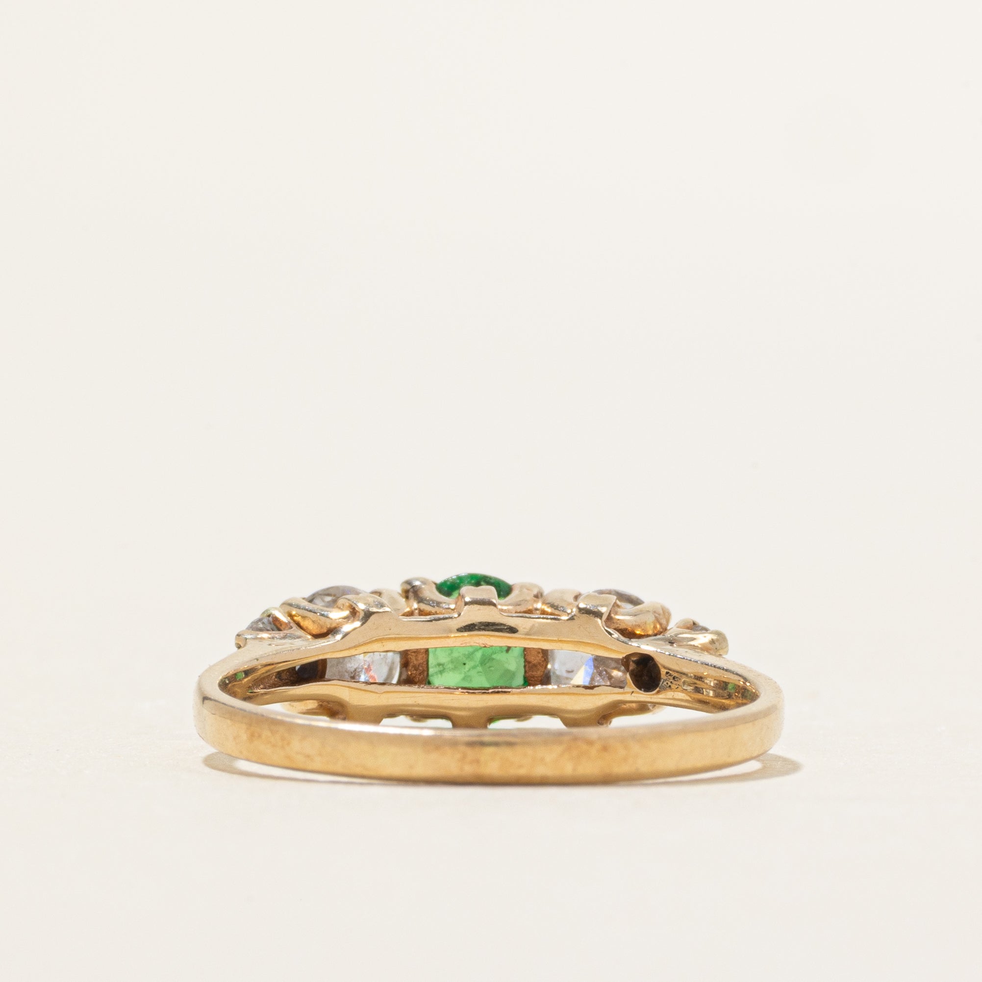 Five Stone Diamond & Synthetic Emerald Ring | 0.52ctw, 0.24ct | SZ 5.75