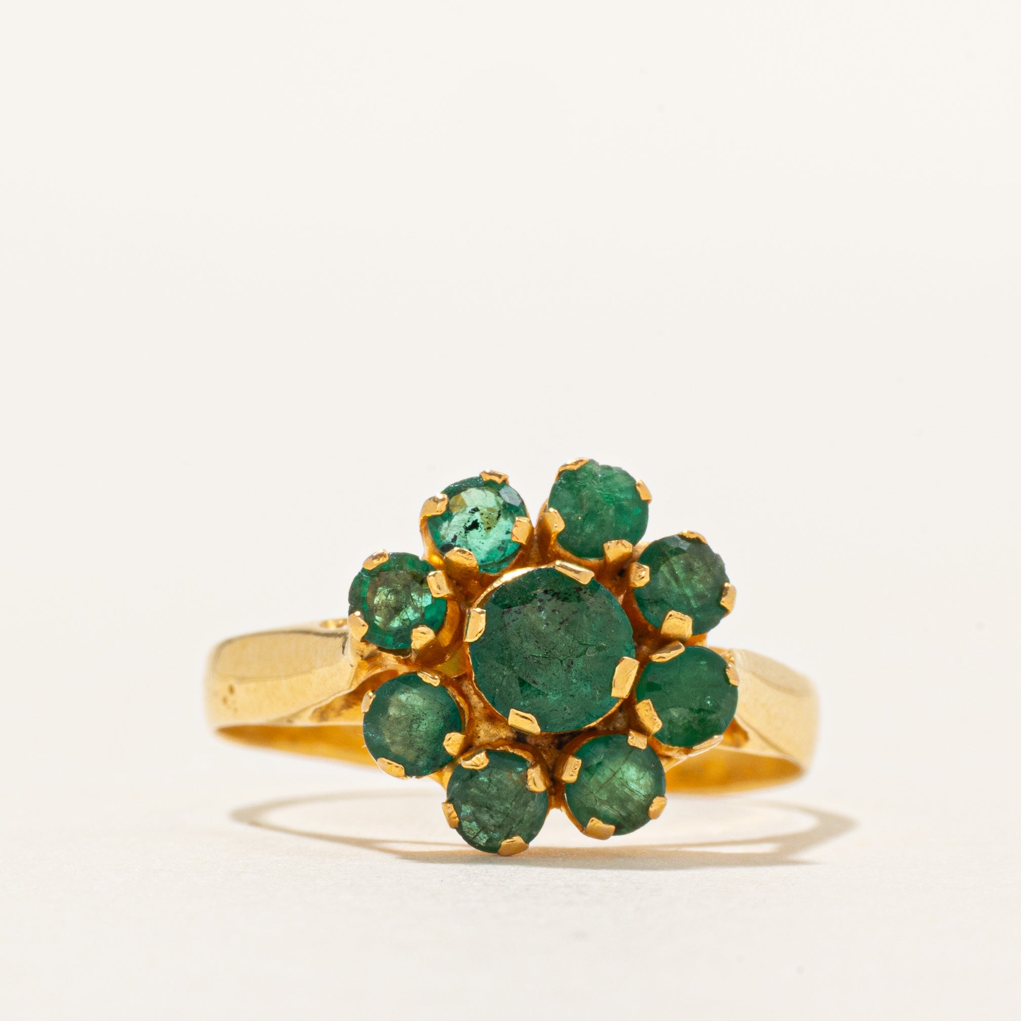 18k Emerald Floral Cluster Ring | 0.71ctw | SZ 5.5