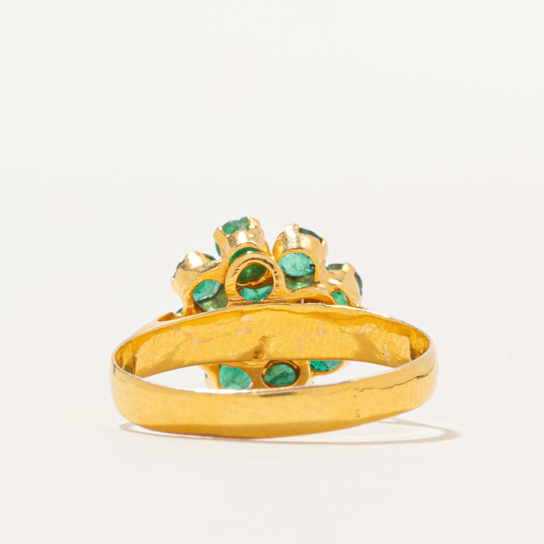 18k Emerald Floral Cluster Ring | 0.71ctw | SZ 5.5