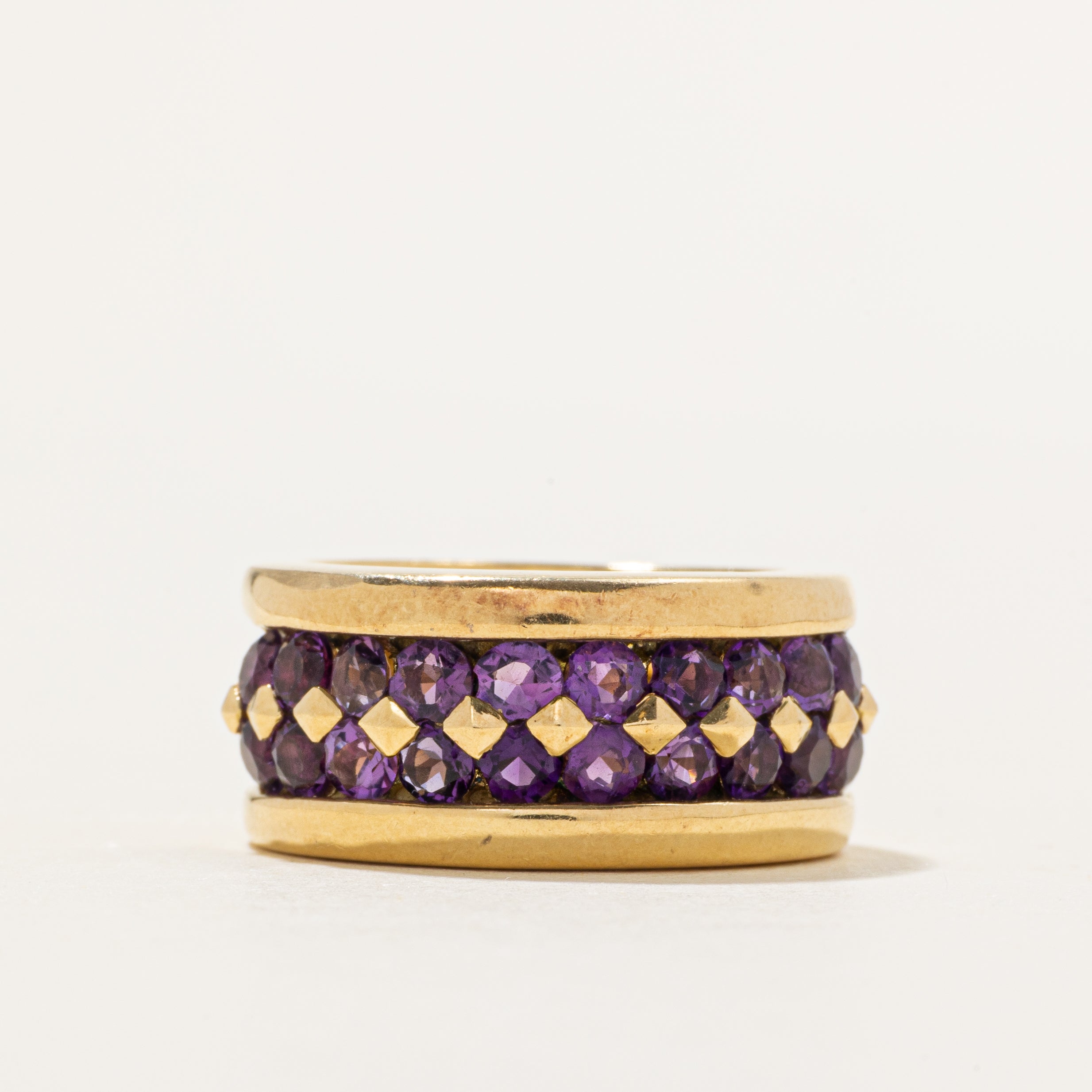 18k Double Row Amethyst Cigar Band | 1.90ctw | 10mm | SZ 6.5