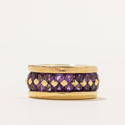 18k Double Row Amethyst Cigar Band | 1.90ctw | 10mm | SZ 6.5