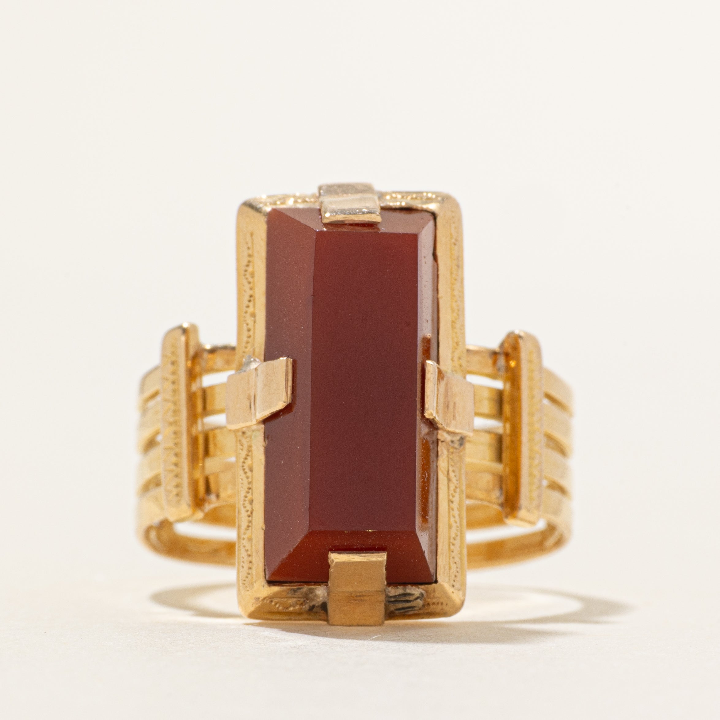 18k Cabochon Carnelian Textured Cocktail Ring | 5.19ct | SZ 10