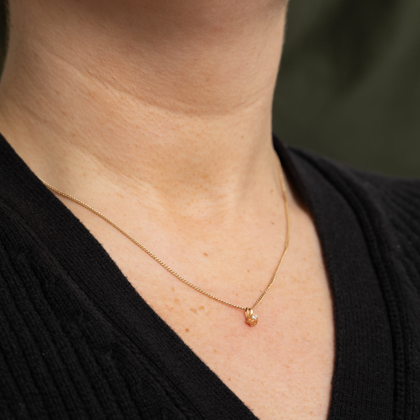 14K Belcher Set Diamond Pendant