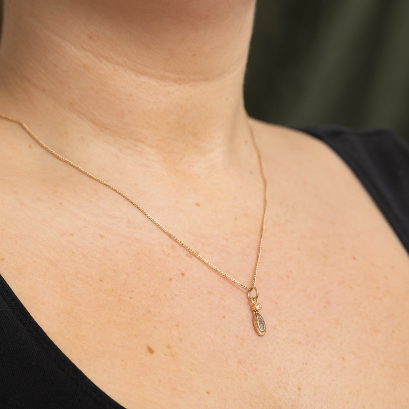 10K Bezel Set Diamond Drop Pendant