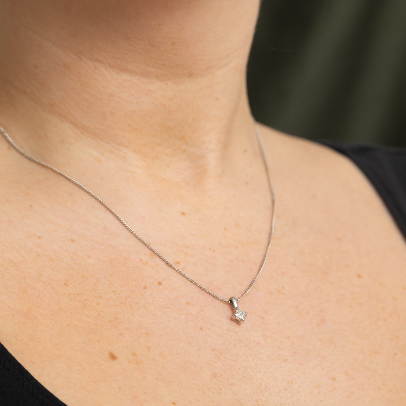 14K Princess Cut Diamond Pendant